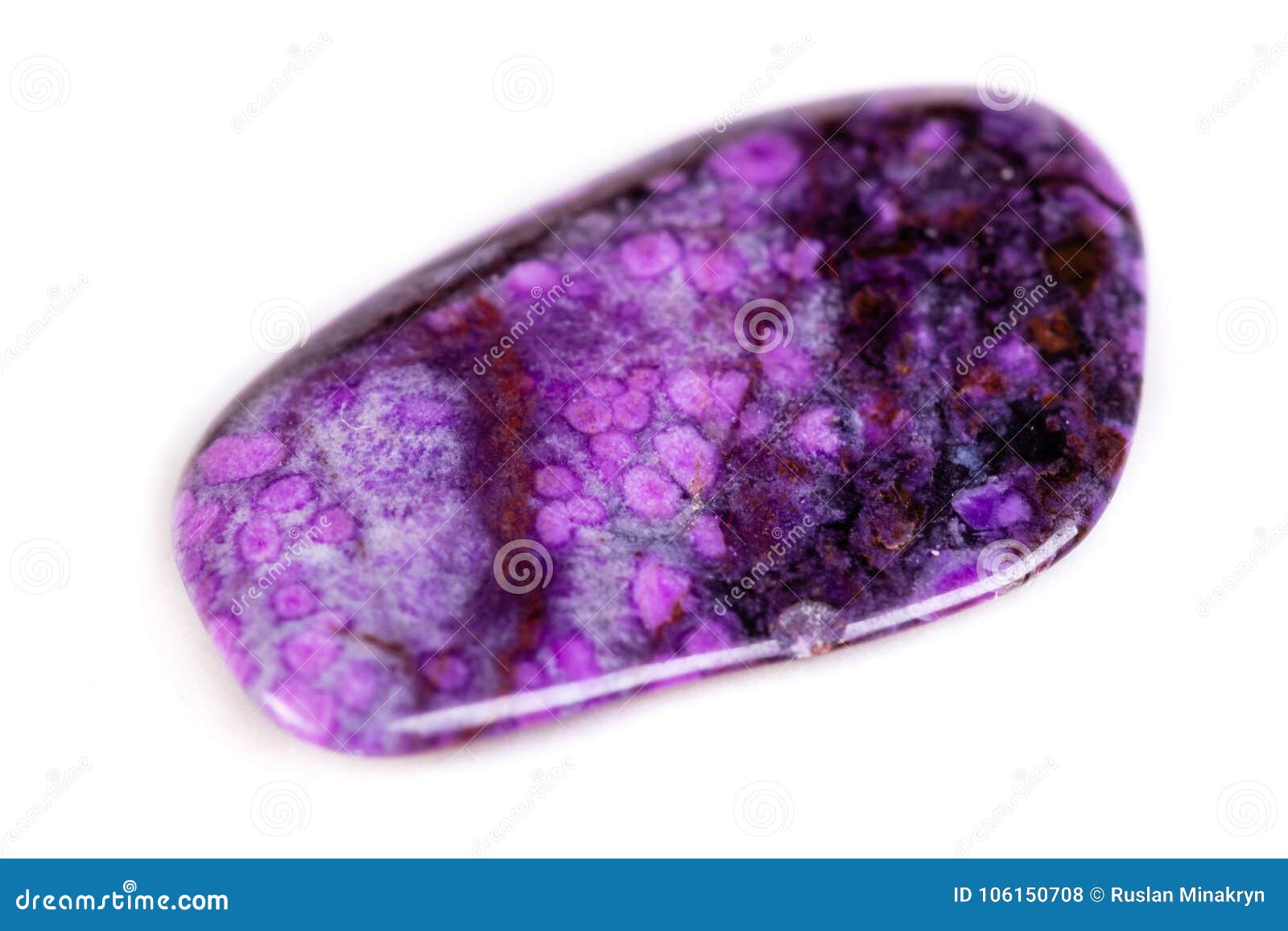 macro mineral stone sugilite on white background