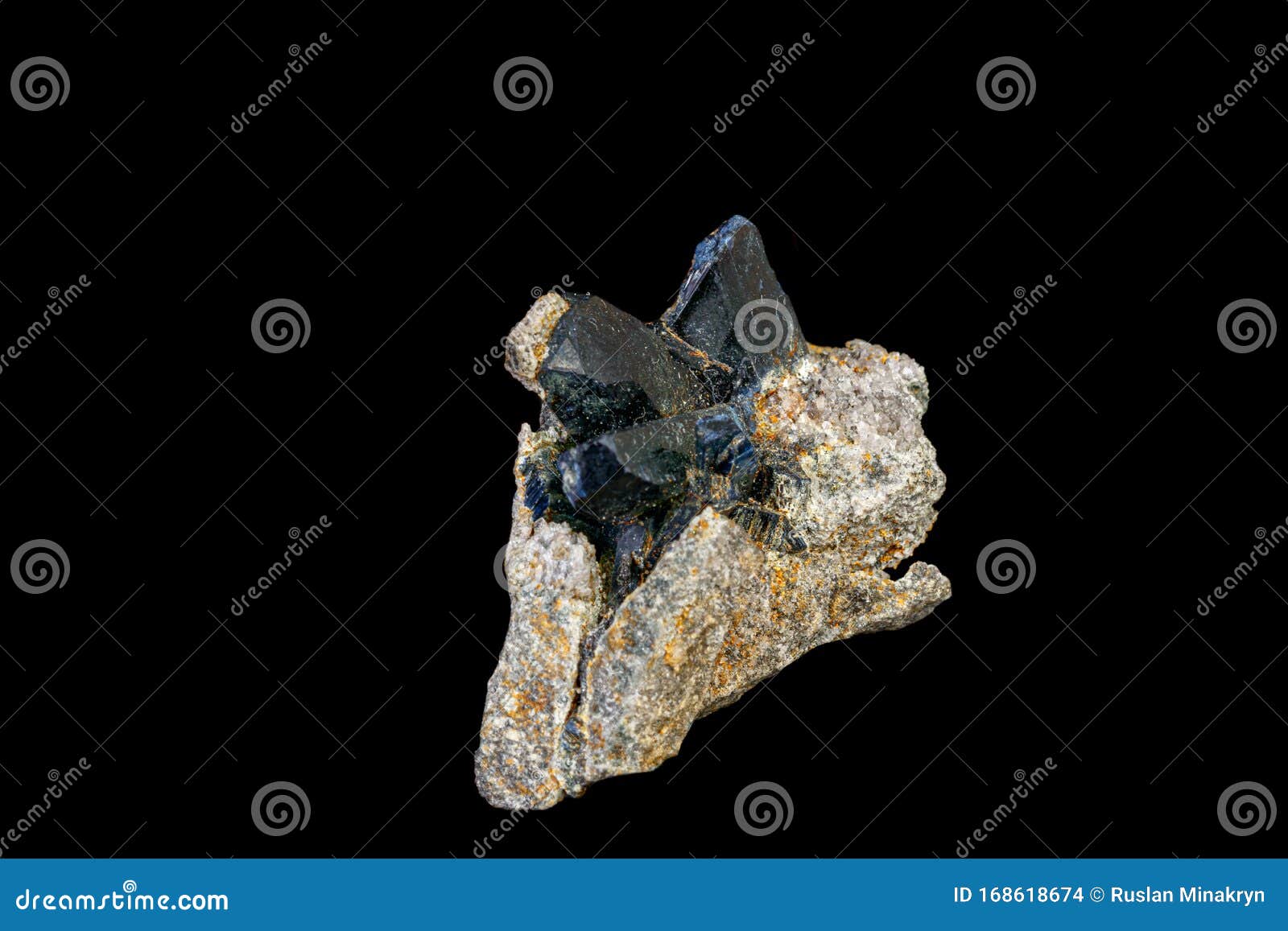 macro mineral stone vivianite on a gray background