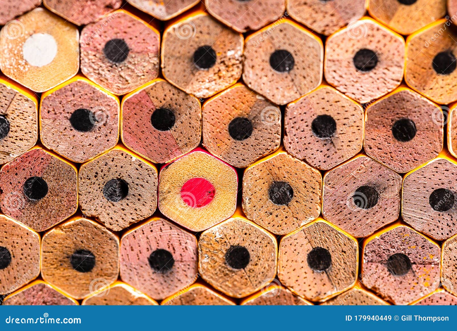 Download A Macro OCD Very Orderly Stack Of New #2 Unsharpened Pencil Ends With Triggering Red And White ...