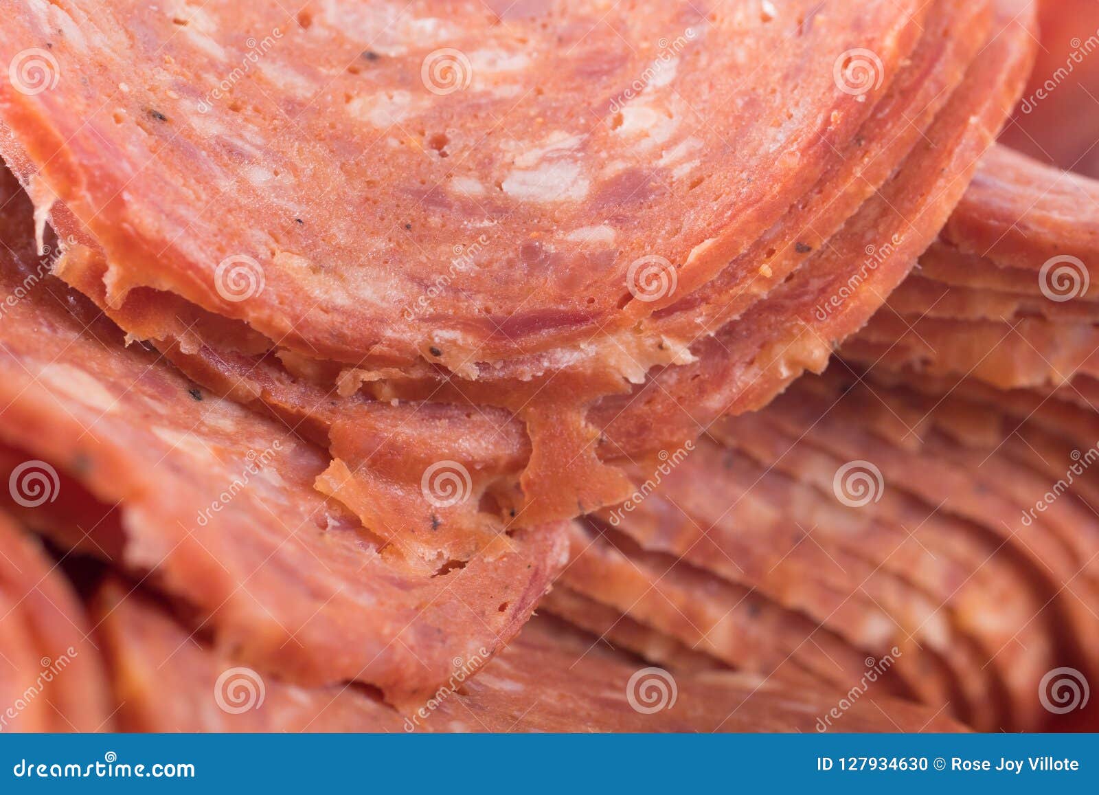 Macro of pepperoni stock photo. Image of meat, sliced 127934630
