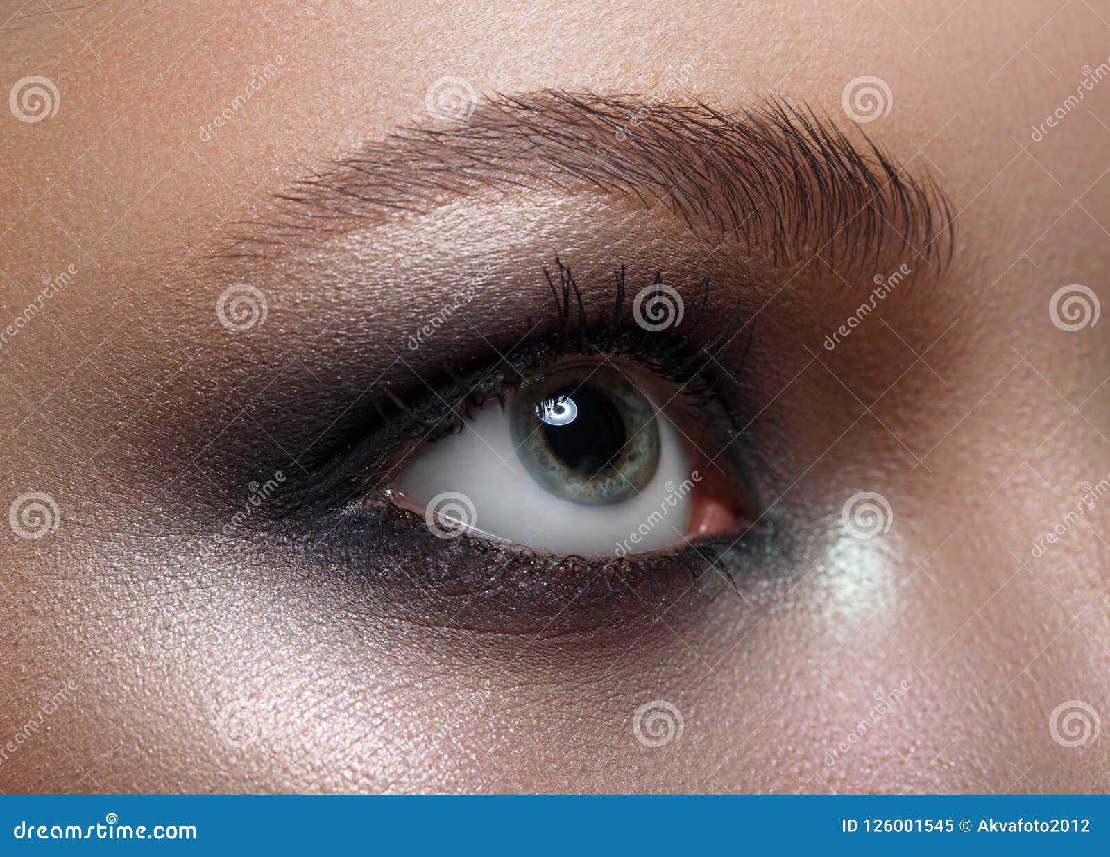Macro. Perfect Makeup and Eyebrows Stock Image Image of closeup, girl