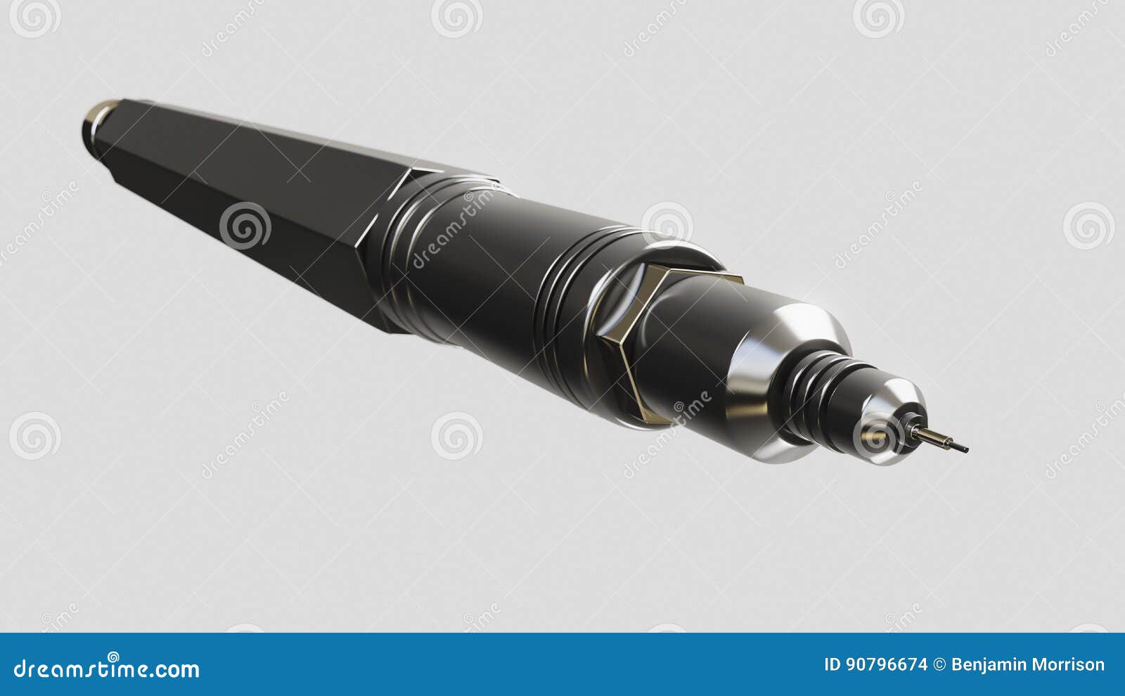 Macro Black Finepoint Mechanical Drawing Pen With Heavy Foreshortening 
