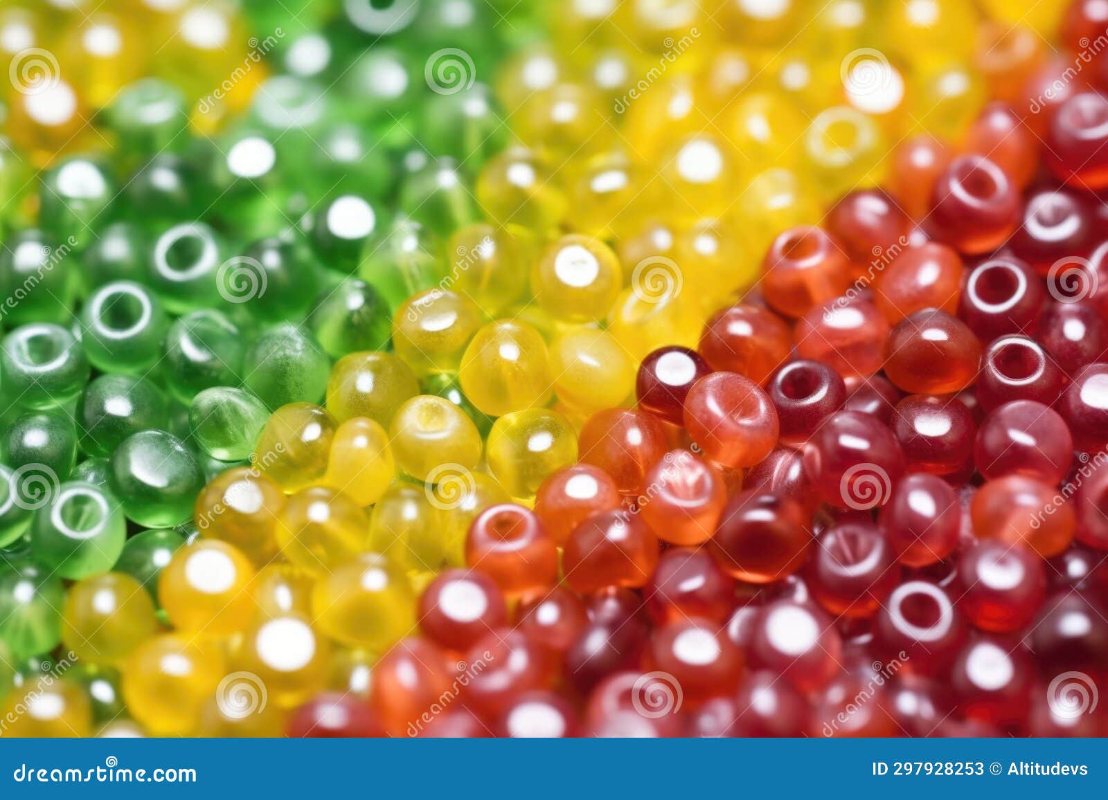 macro of perspiration droplets on plastic beads