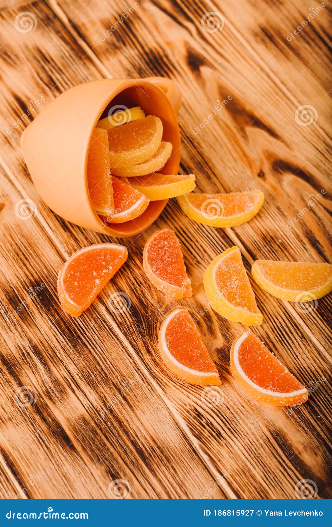 multi-colored marmalade jelly candy`s. dessert marmalade in the form of lemon and orange slices. the sweetness of jelly candy