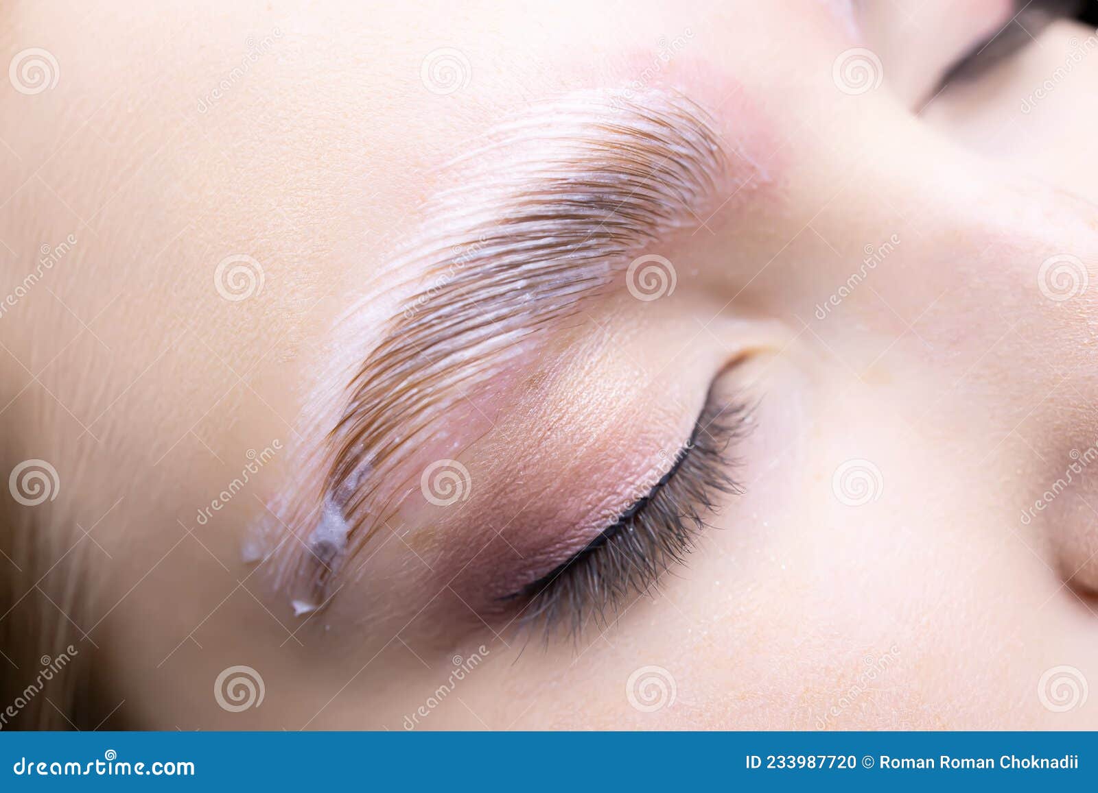 Macro Photography of Eyebrows on Which Laminating Compositions are Applied Stock Photo Image