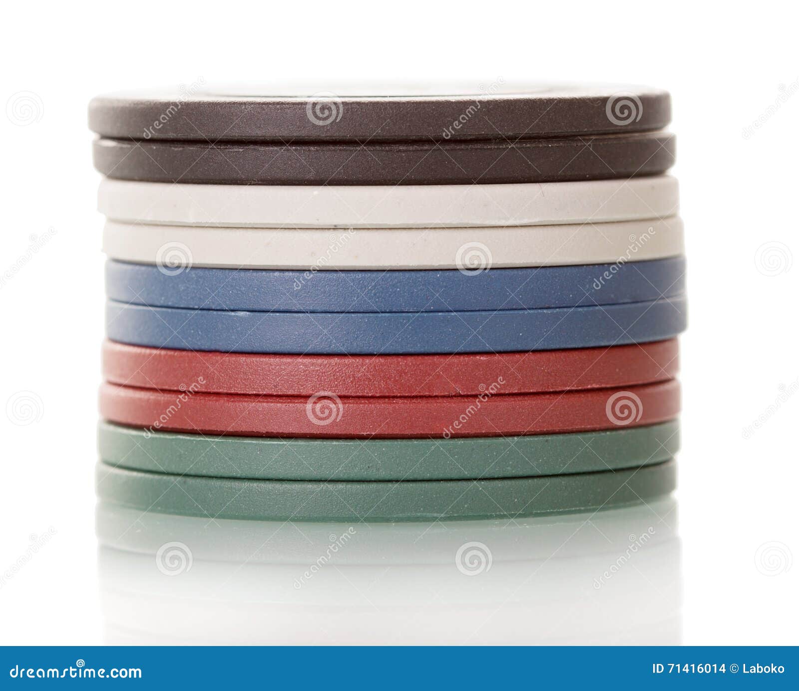 Macro. Poker Chips in a Tower on White Stock Photo Image of blue
