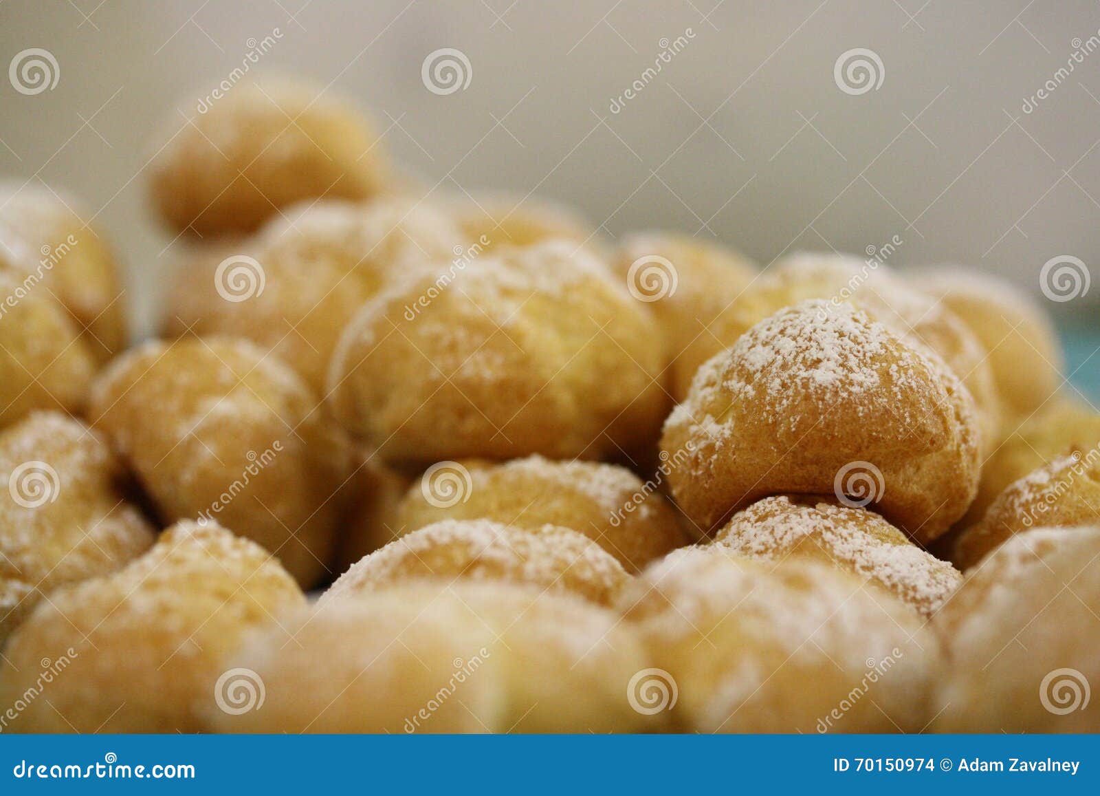 Macro Powdered Sugar Dough Nuts Donut Donuts Ball Balls Stock Photo