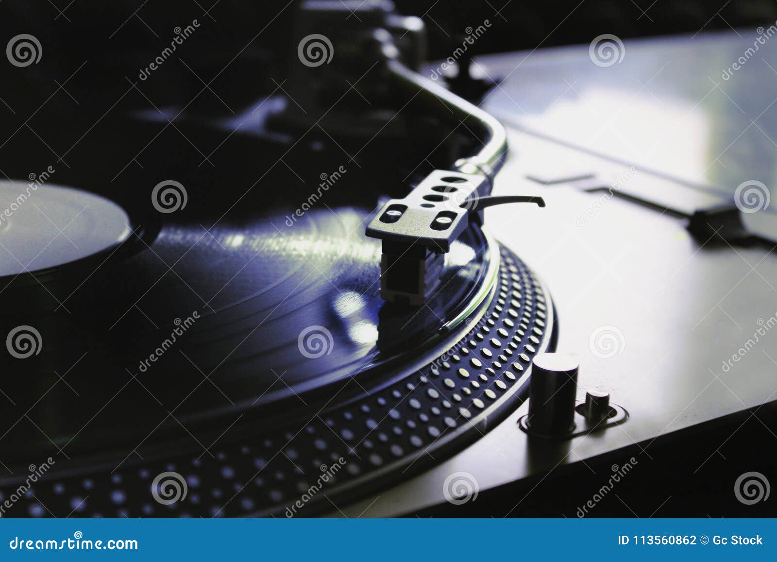 macro of a professional dj record player. concept: music, dj, hobby, passion
