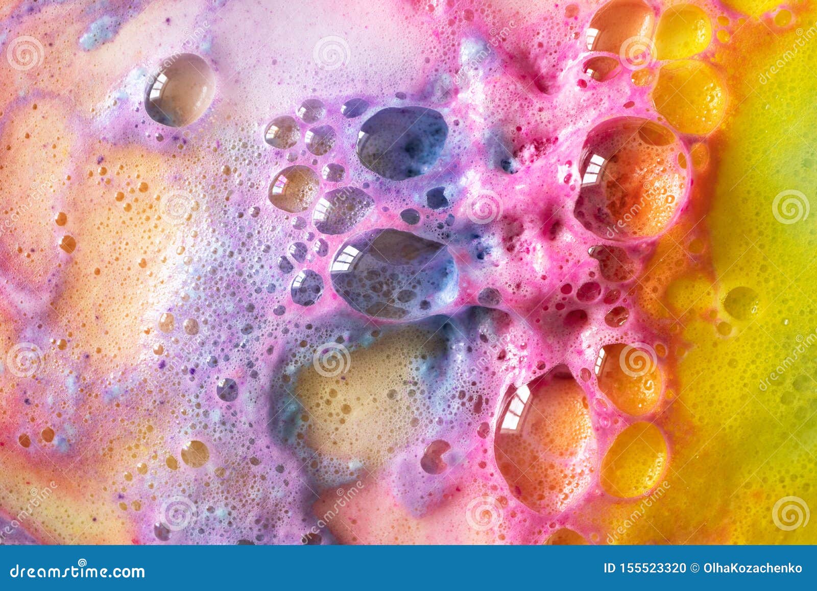 Macro Rainbow Bubbles of Bath Bombs Texture Stock Photo Image of