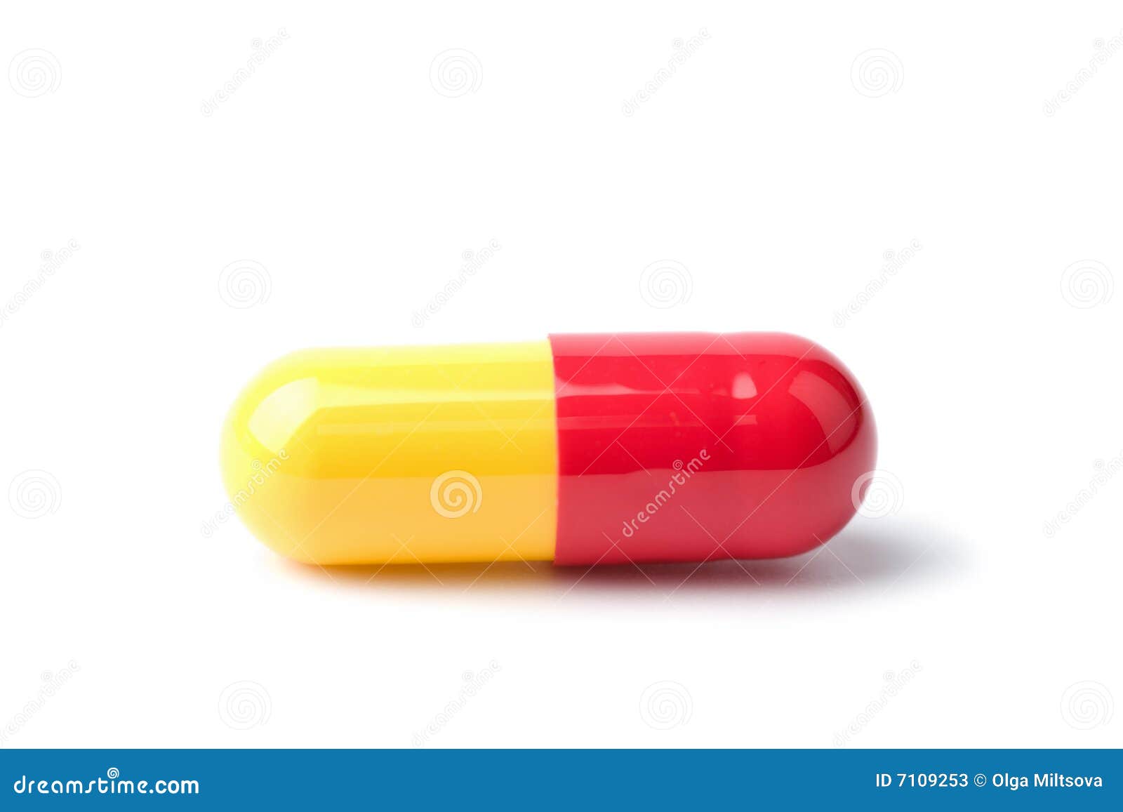 Macro of Red and Yellow Capsule Pill Isolated Stock Image Image of