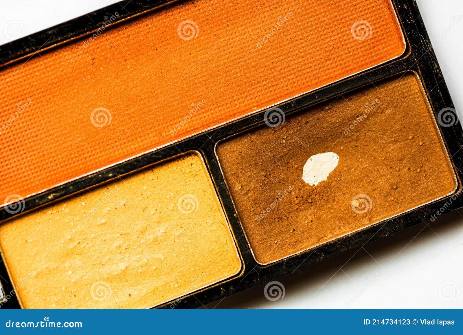 Macro Selective Focus on Old and Used Make Up Palette Stock Image