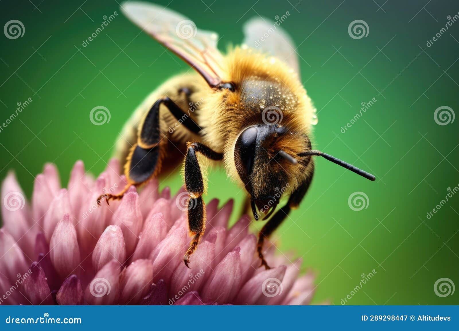 A Macro Shot of a Bee Gathering Nectar from a Clover Flower Stock Image Image of wildlife