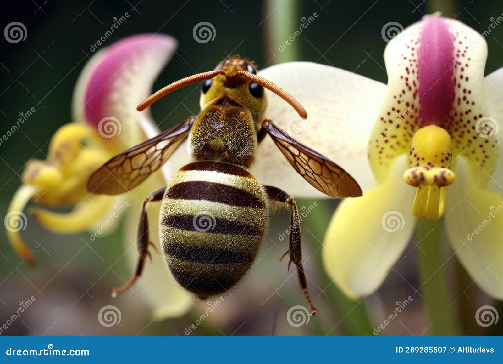 Macro Shot of Bee Orchids Unique Mimicry Patterns Stock Illustration Illustration of botany