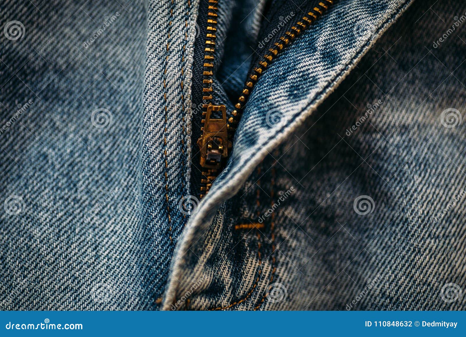 Macro Shot of Blue Denim Jeans with Opened Zipper Stock Photo - Image ...