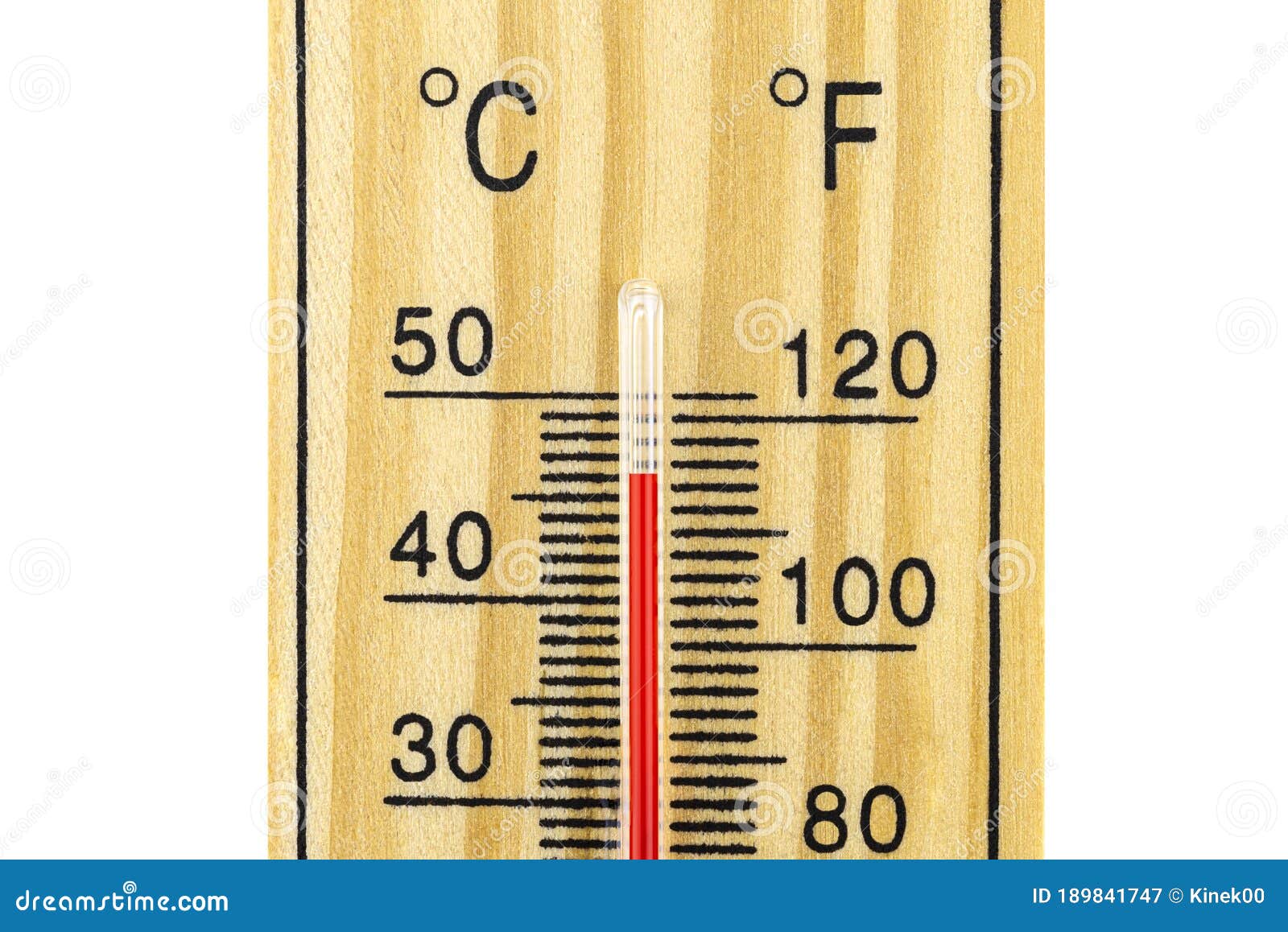 A Macro Shot of a Classic Wooden Thermometer Showing a Temperature of