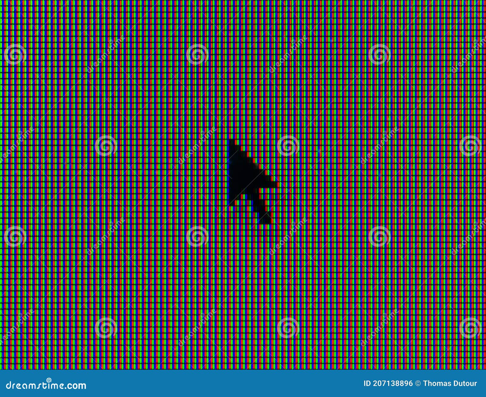 Macro Shot of Computer Mouse Pointer with RGB Pixels Visible Stock