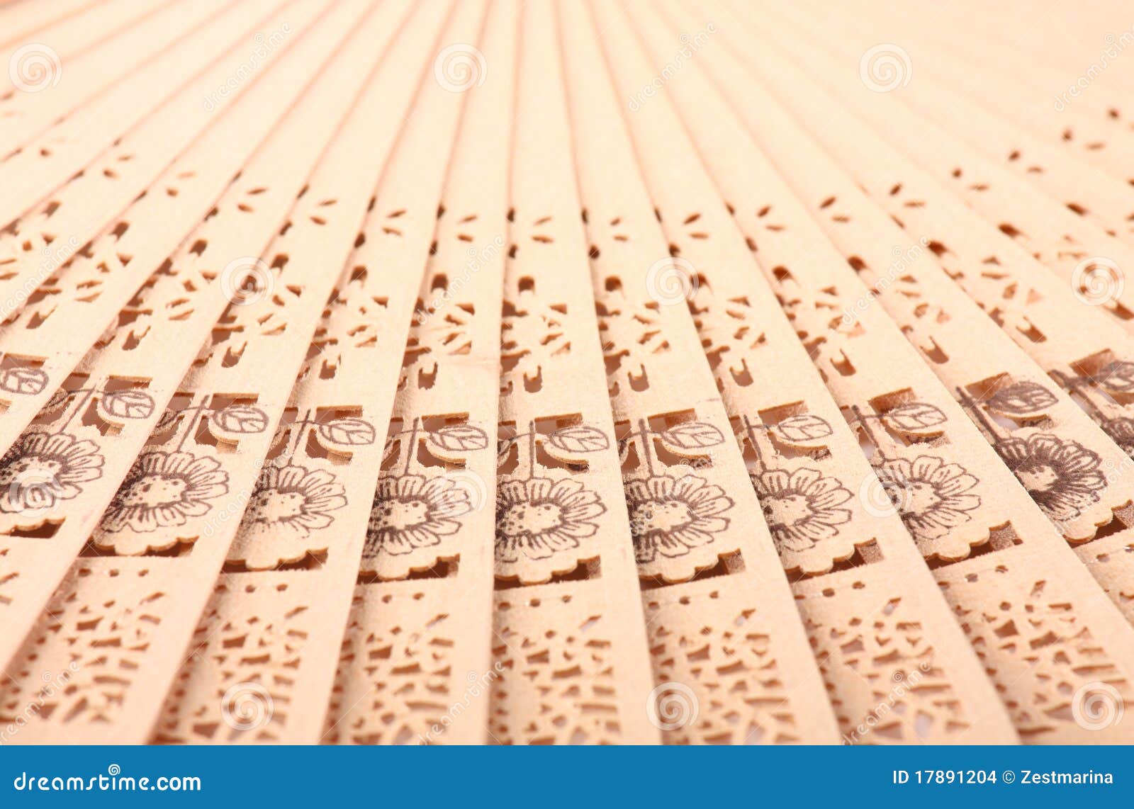 Macro Shot Of A Fan With Floral Pattern Stock Photo Image of object