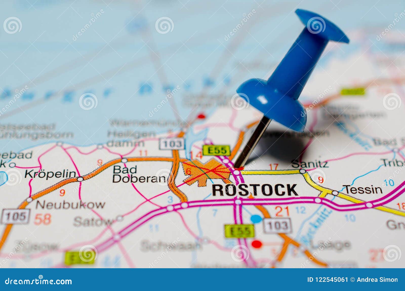 Rostock on map stock image. Image of city, maps, cartography 122545061
