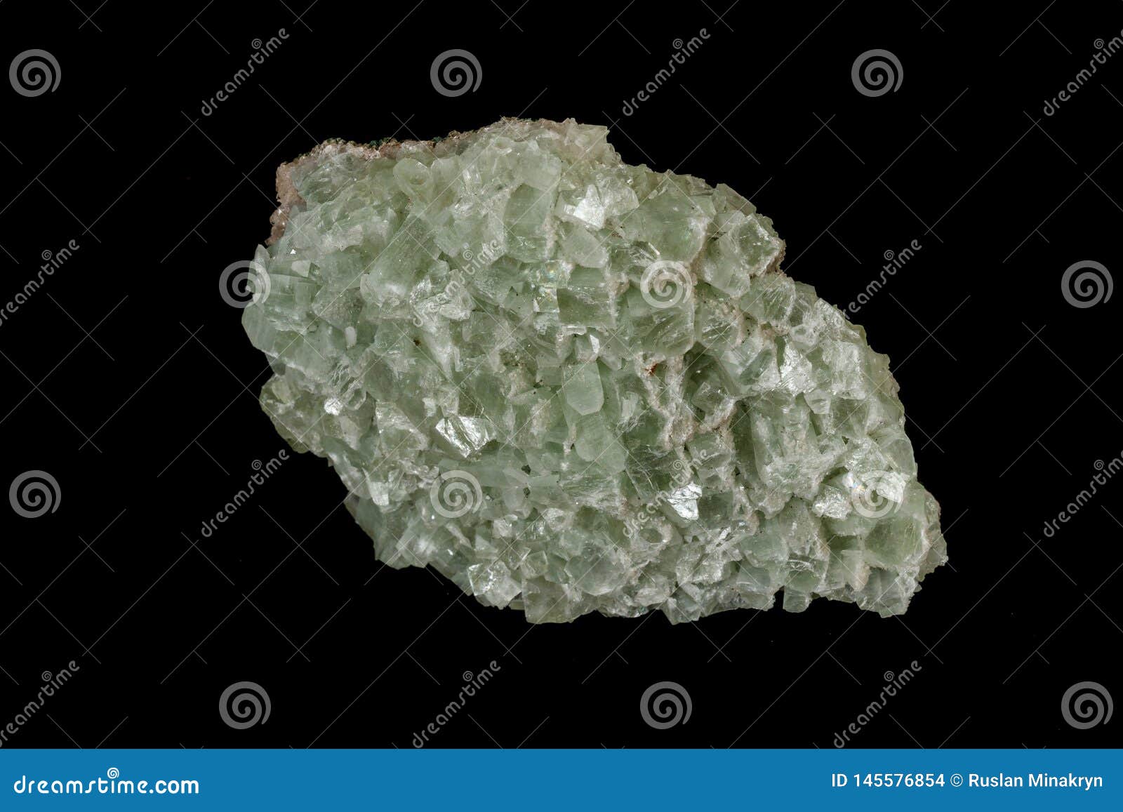 macro stone apophyllite mineral on black background