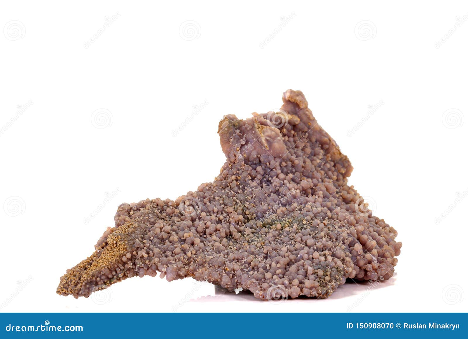 macro stone cobalt calcite mineral on white background