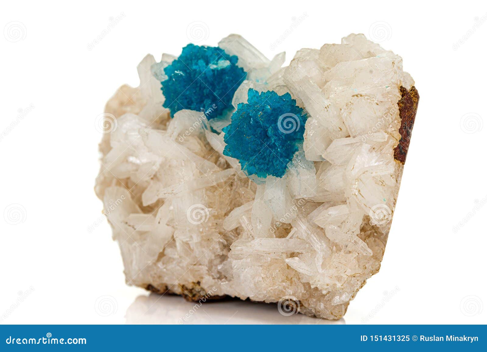macro stone mineral cavansite on white background