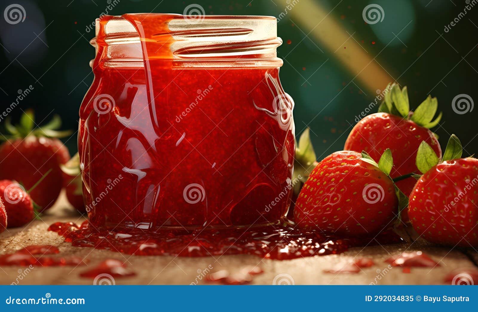 Macro of Strawberry Jam in a Jar, Ai Generative Stock Illustration