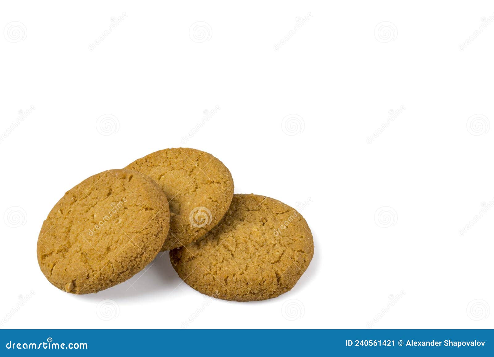 Macro View of a Oatmeal Cookies Isolated on a White Background Stock