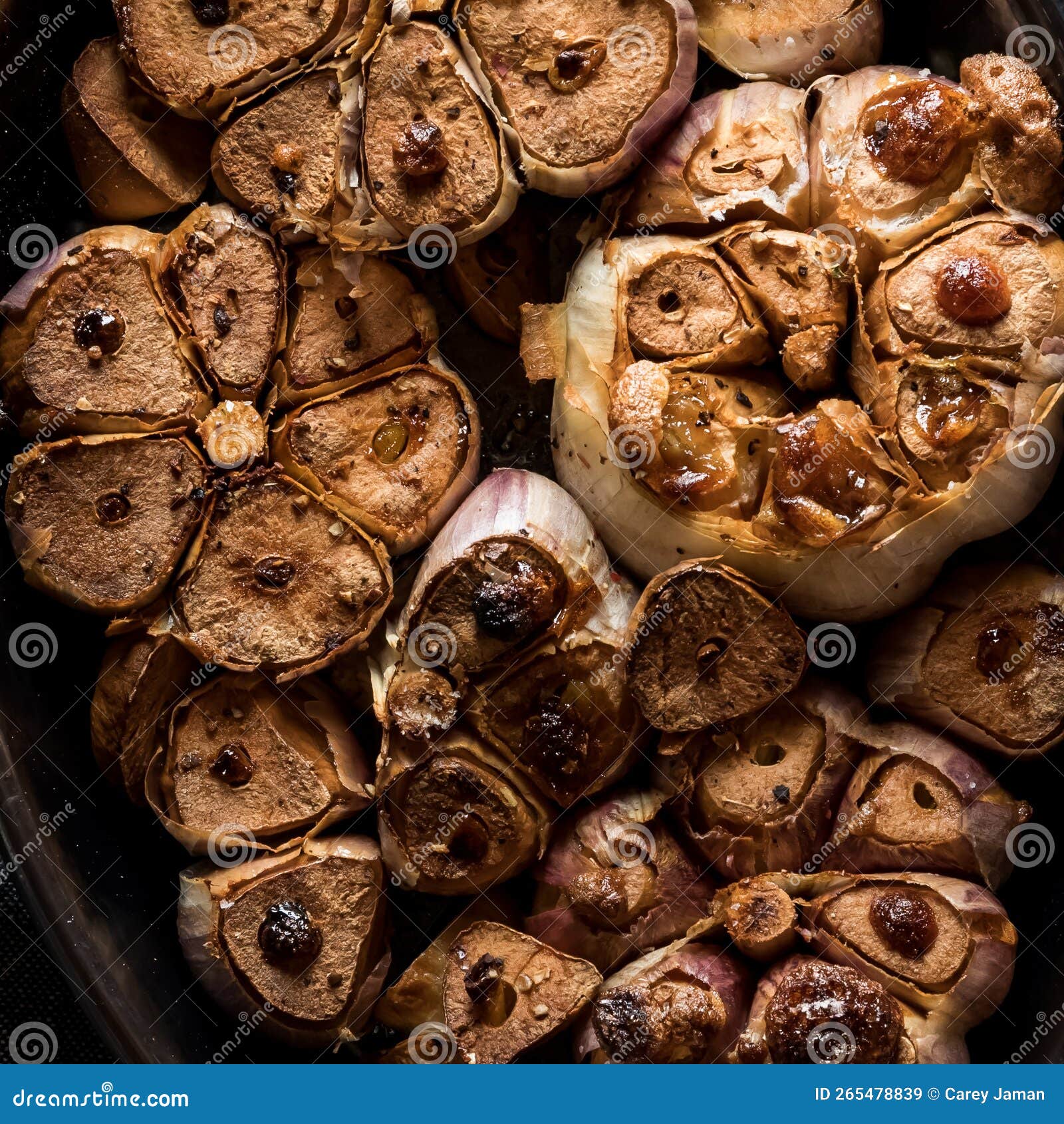 Macro View of Roasted Garlic Bulbs, Fresh Out of the Oven Stock Image
