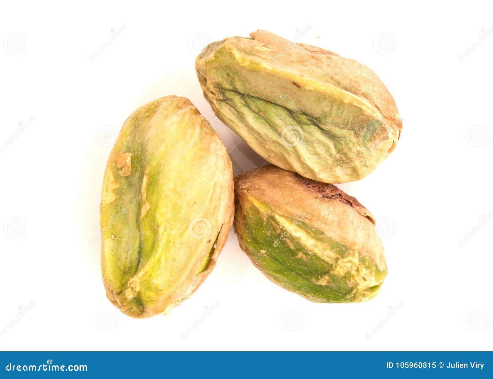 Macro View of Three Pieces of Pistachio Nut Stock Image Image of