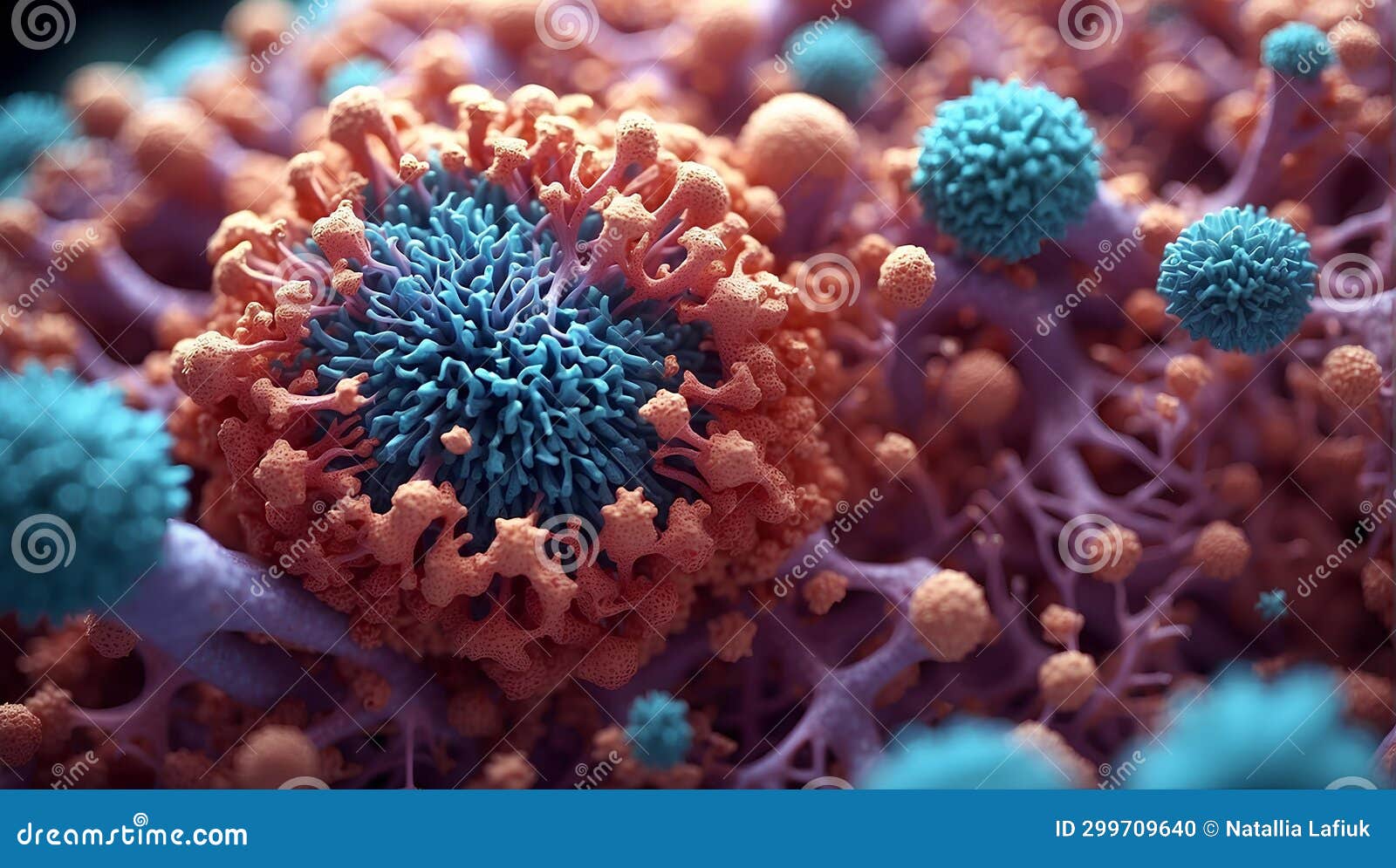 t-lymphocytes cells fight with cancer cells macroscopic view