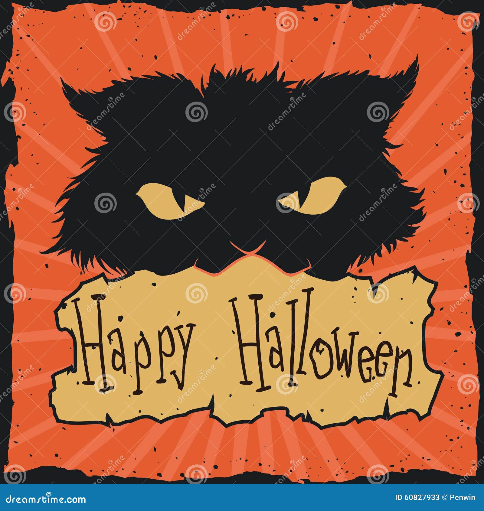 Halloween orange icon of two black cats in mirror Vector Image