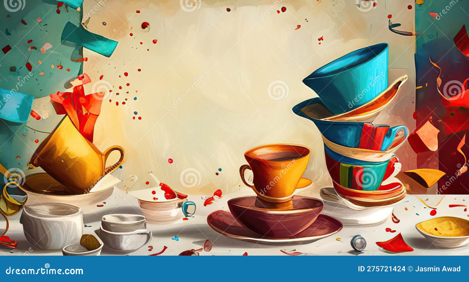 mad hatter teaparty with copy space digital art generative ai 