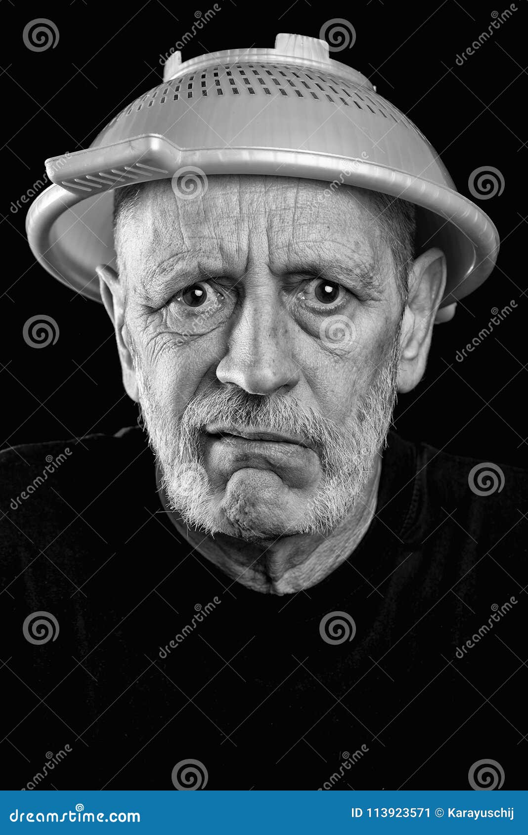 Mad Man With A Strainer On The Head Stock Image Image of expressive