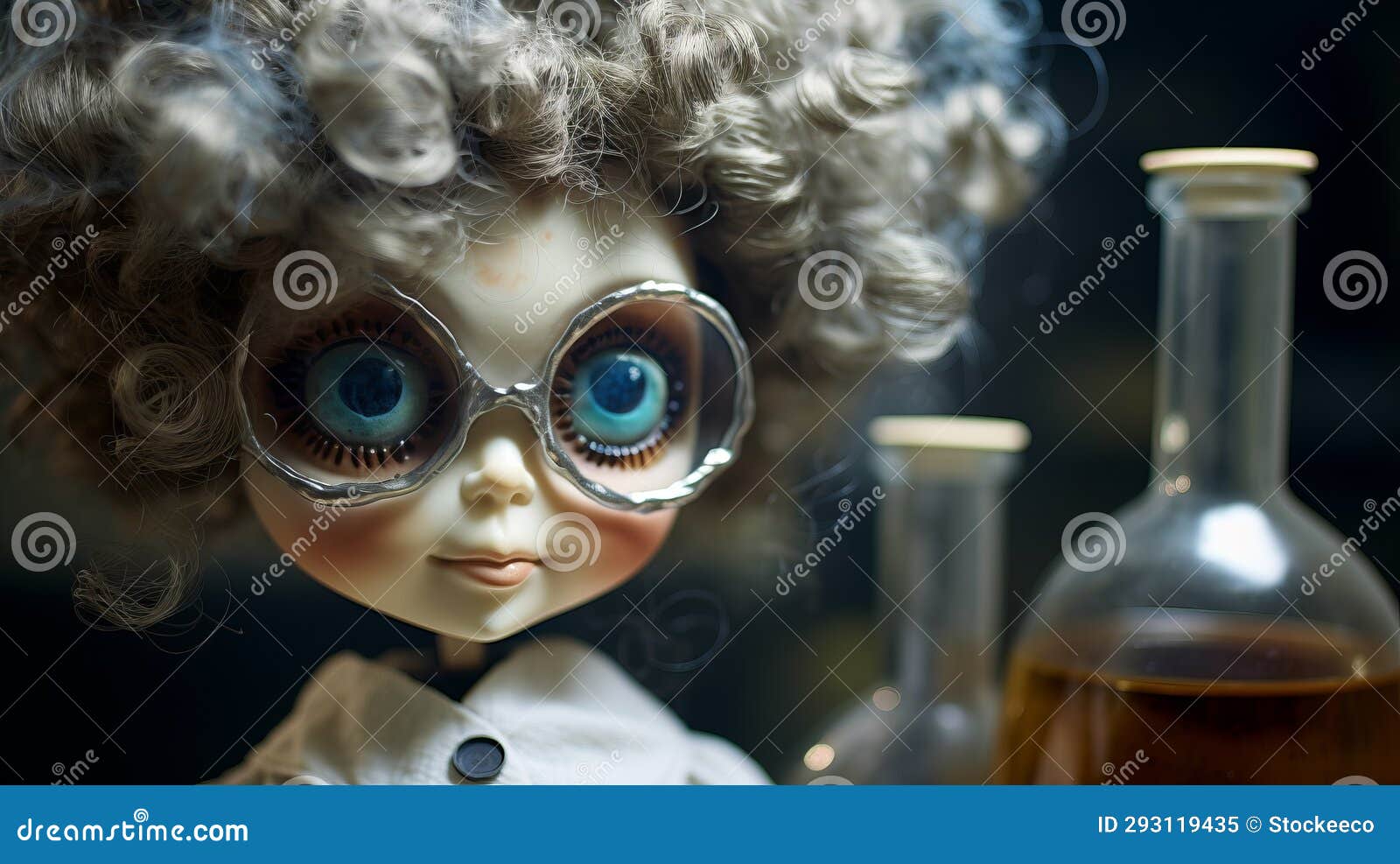 mad scientist doll: a nostalgic close-up photo with poodlepunk vibes