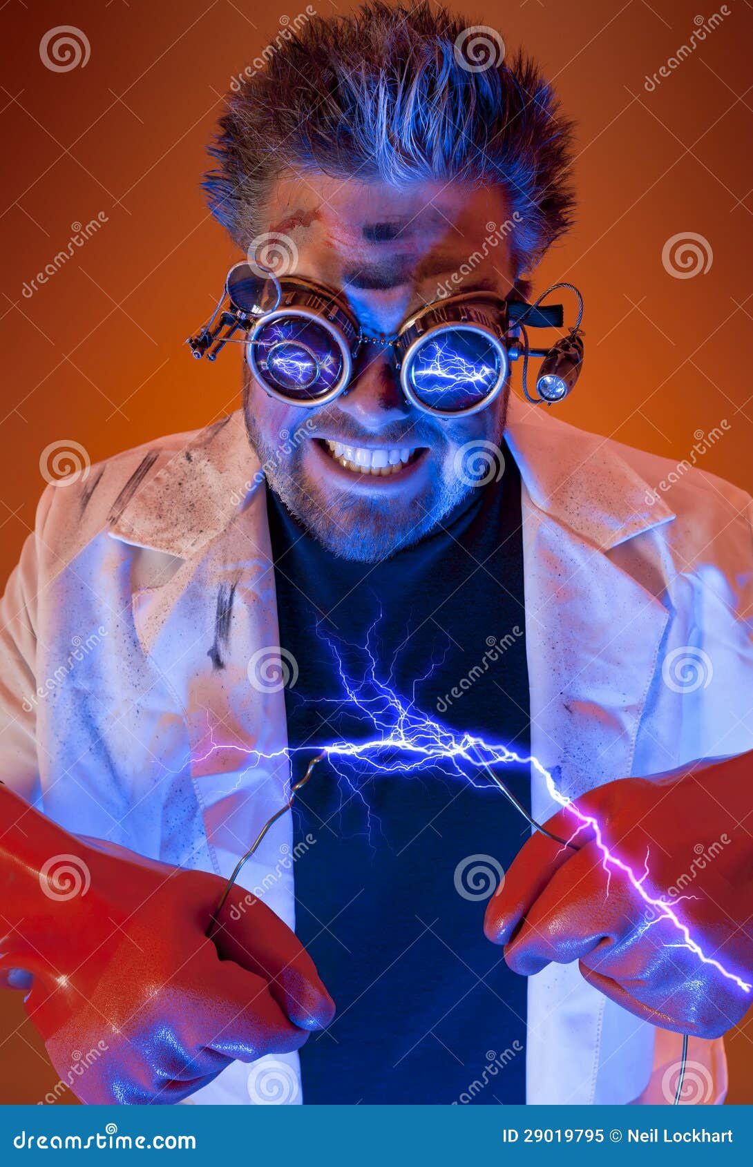 mad scientist with electricity
