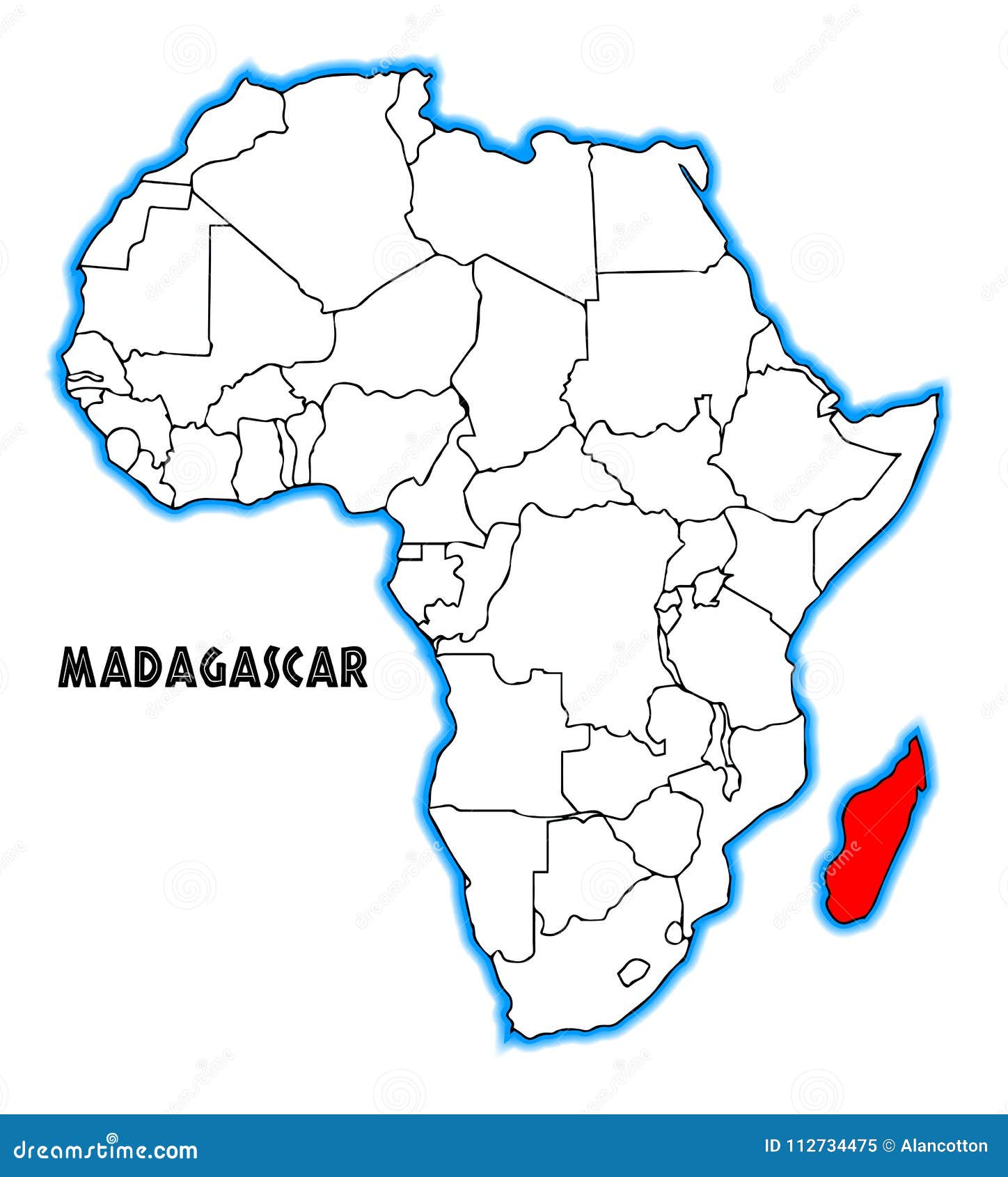 Madagascar Outline Inset Map Africa Over White Background Madagascar Africa Map 112734475 