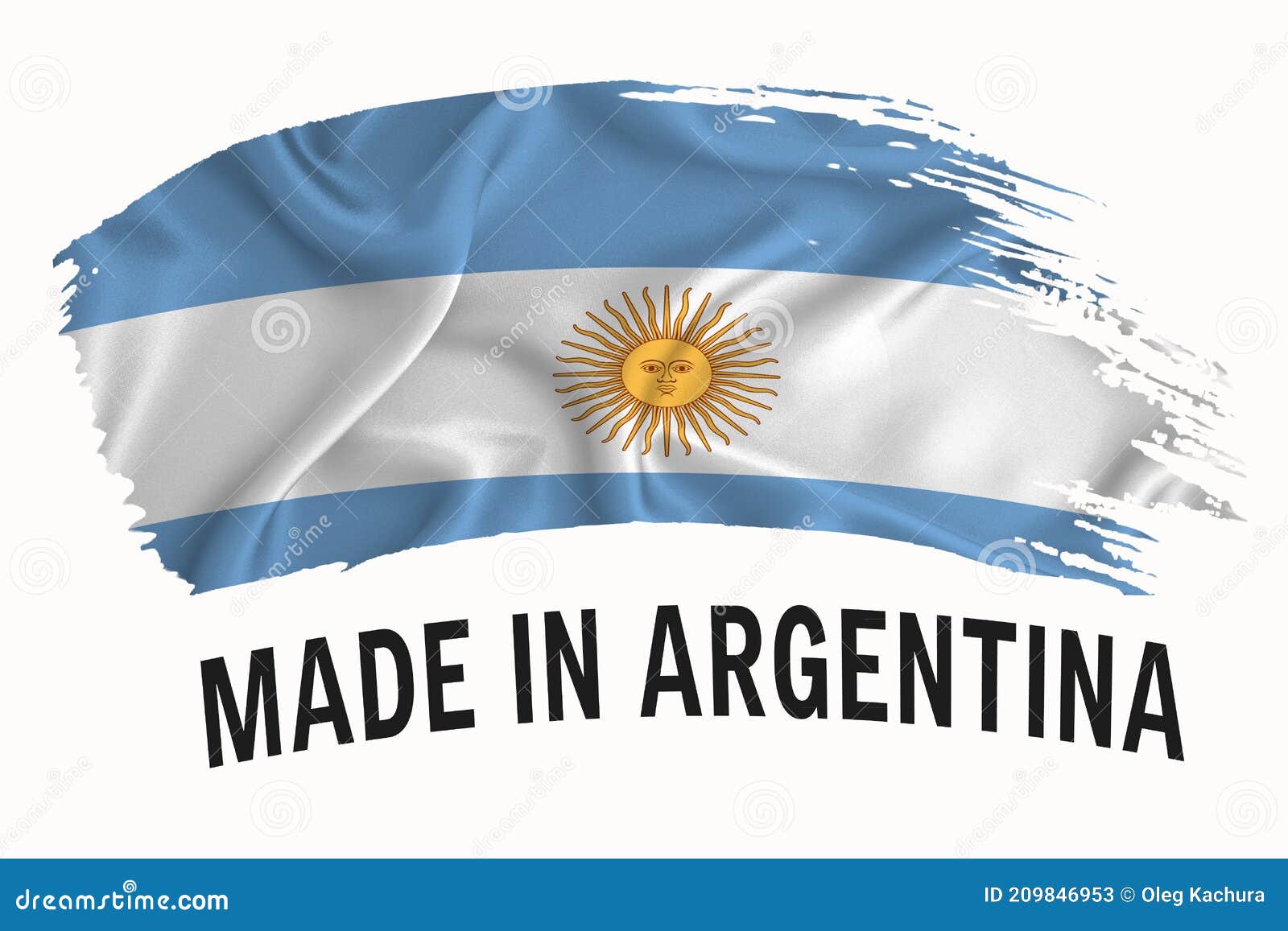 Made in Argentina Handwritten Vintage Ribbon Flag, Brush Stroke ...