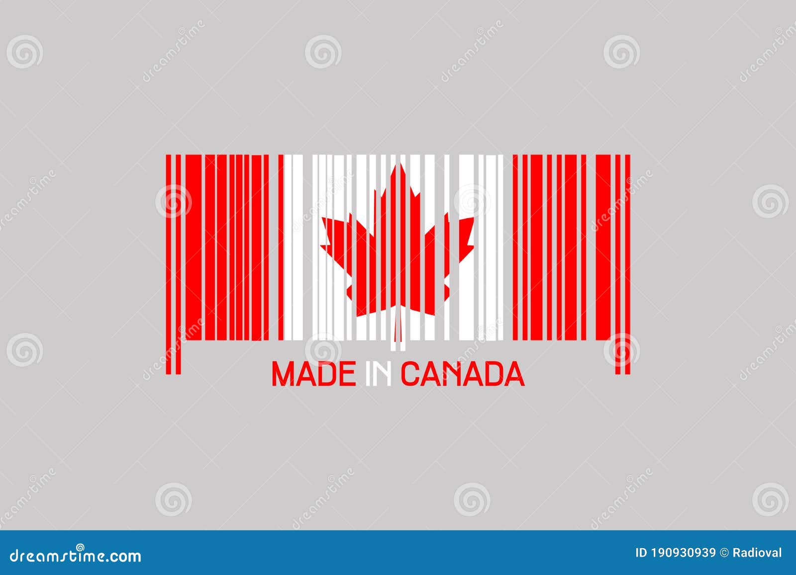 Made in Canada. Barcode in the Form of the Flag of Canada. Isolated on