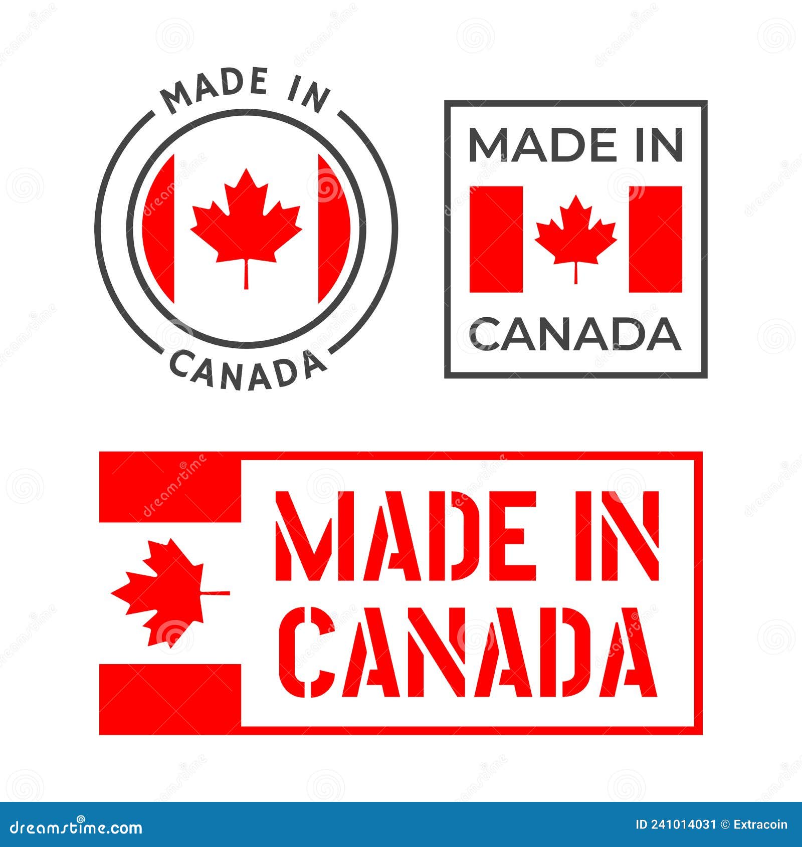 Made in Canada Icon Set, Canadian Product Labels Stock Vector