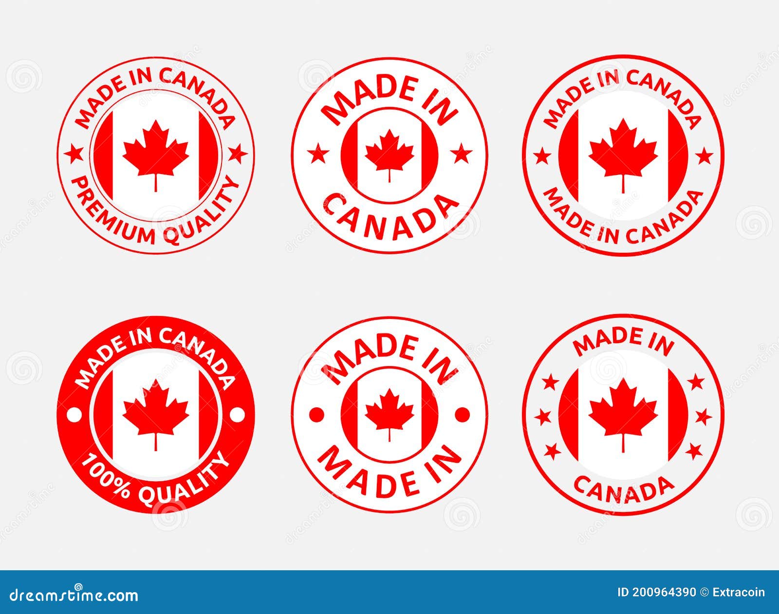 Made in Canada Labels, Canadian Product Emblems Set Stock Vector