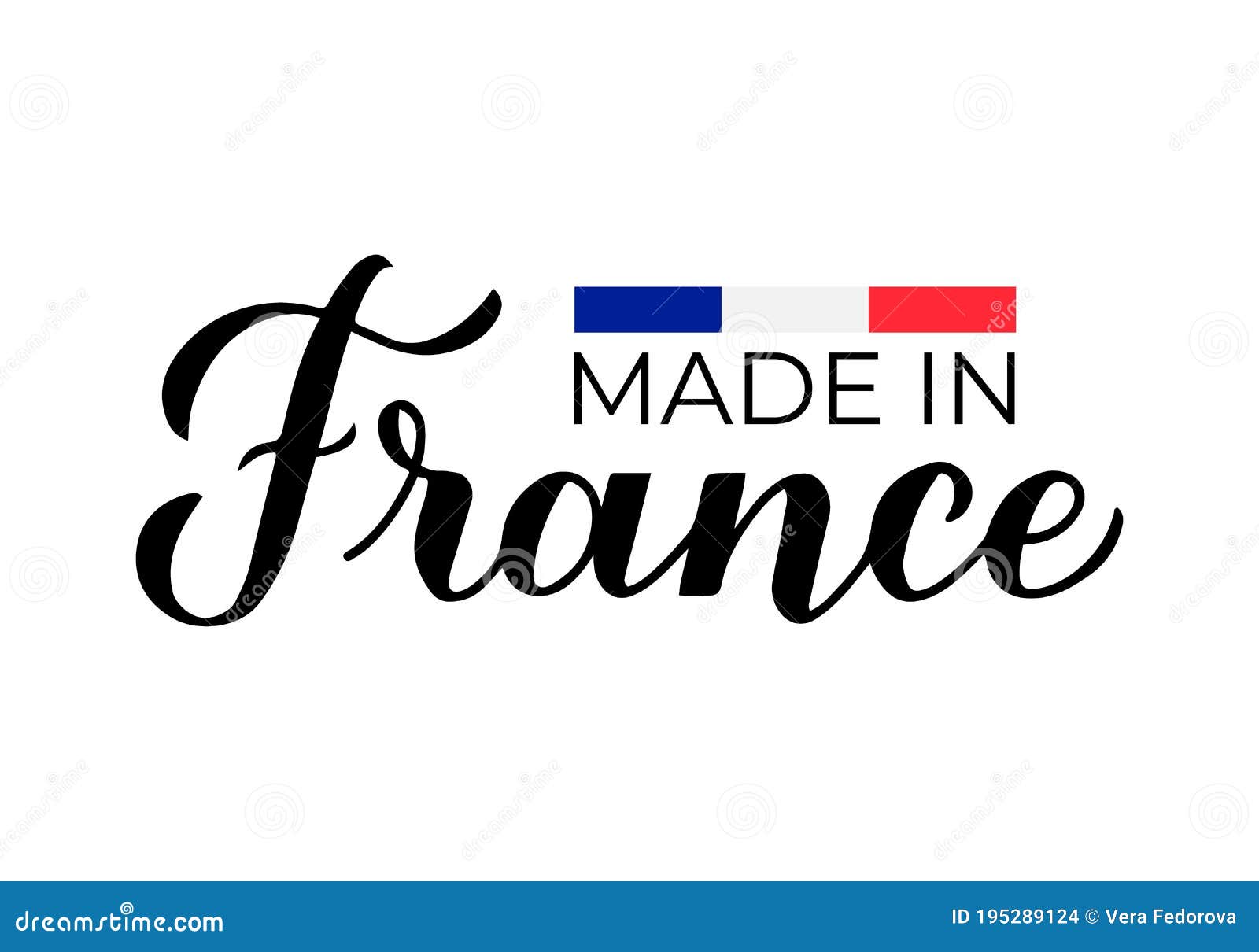 Made in France Calligraphy Hand Lettered Label. Vector Template for ...