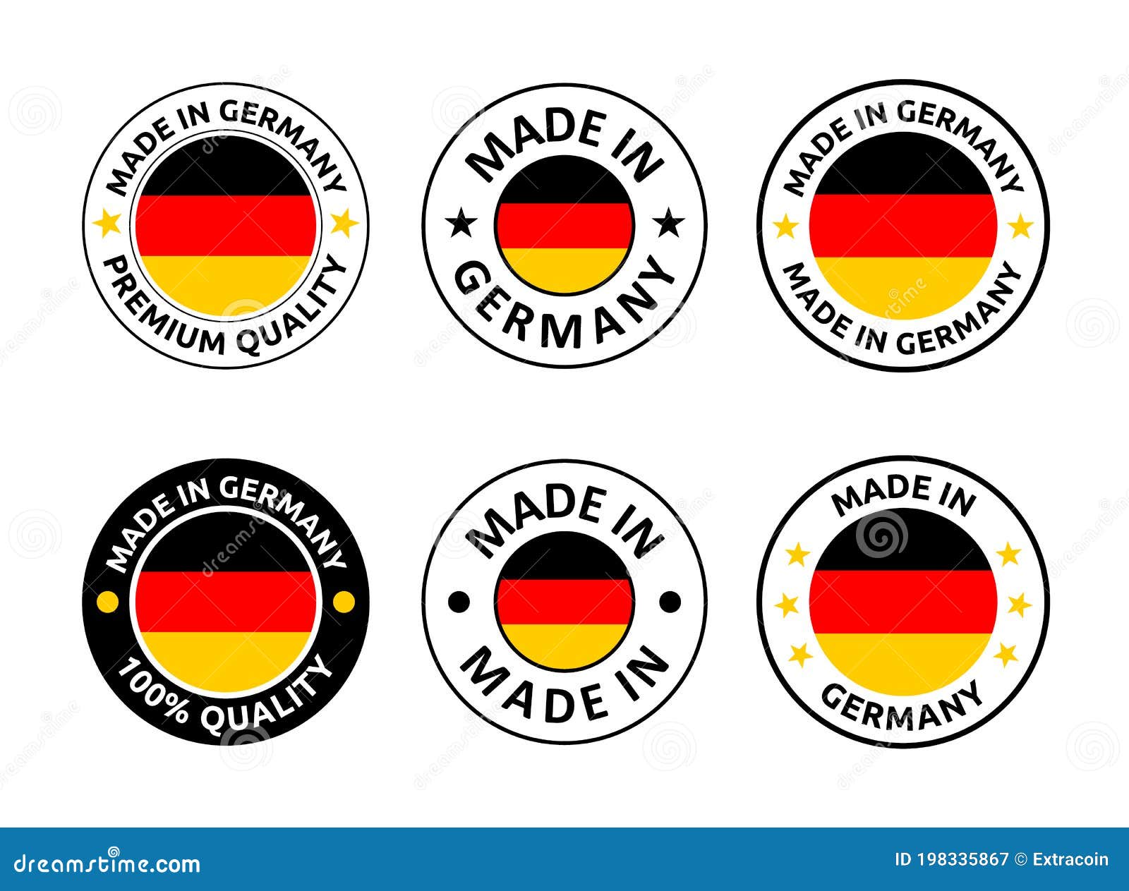 Made in Germany Labels Set, German Product Emblem Stock Vector
