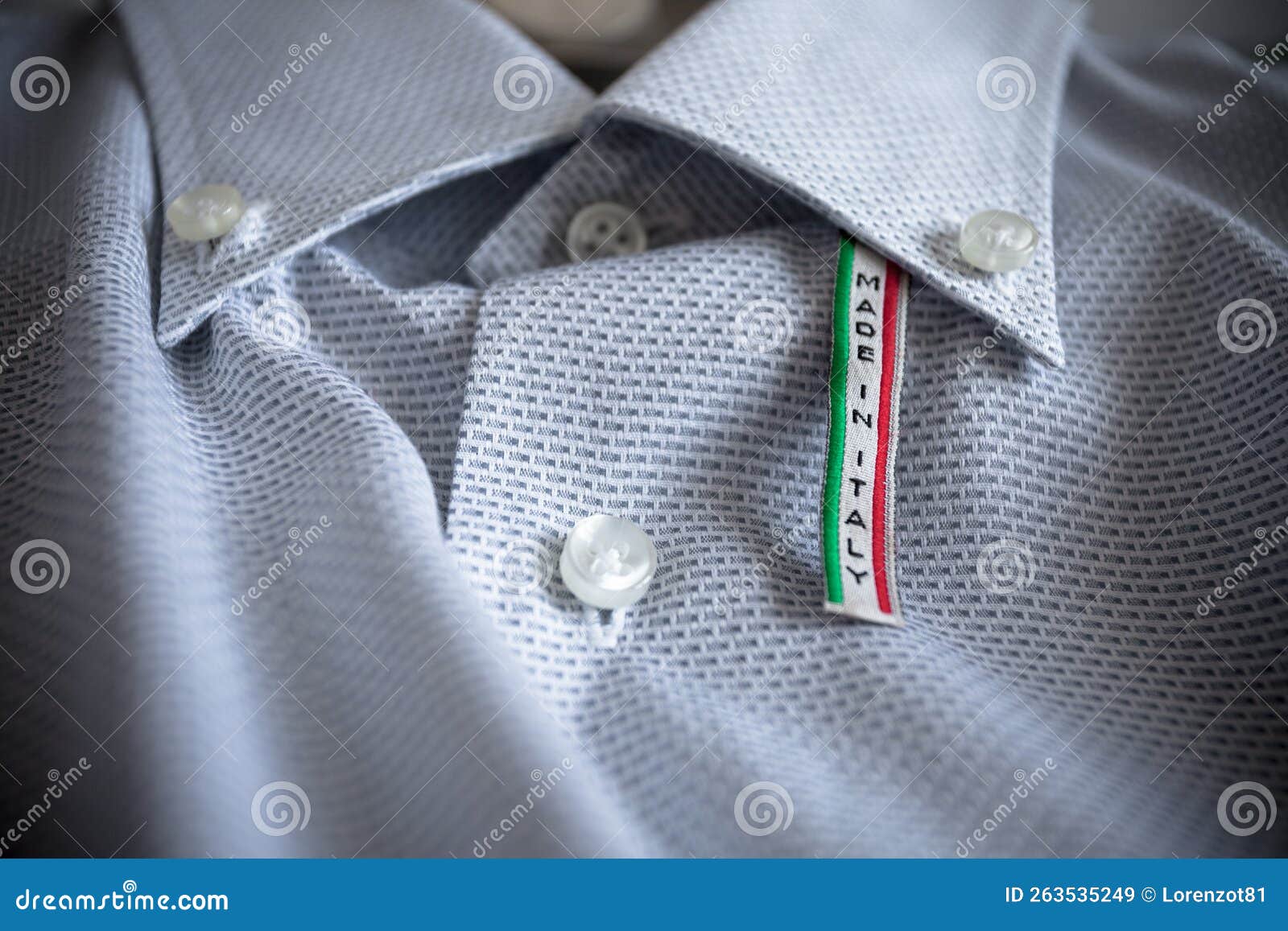 Made in Italy Label on White Cotton Shirt Stock Image - Image of ...