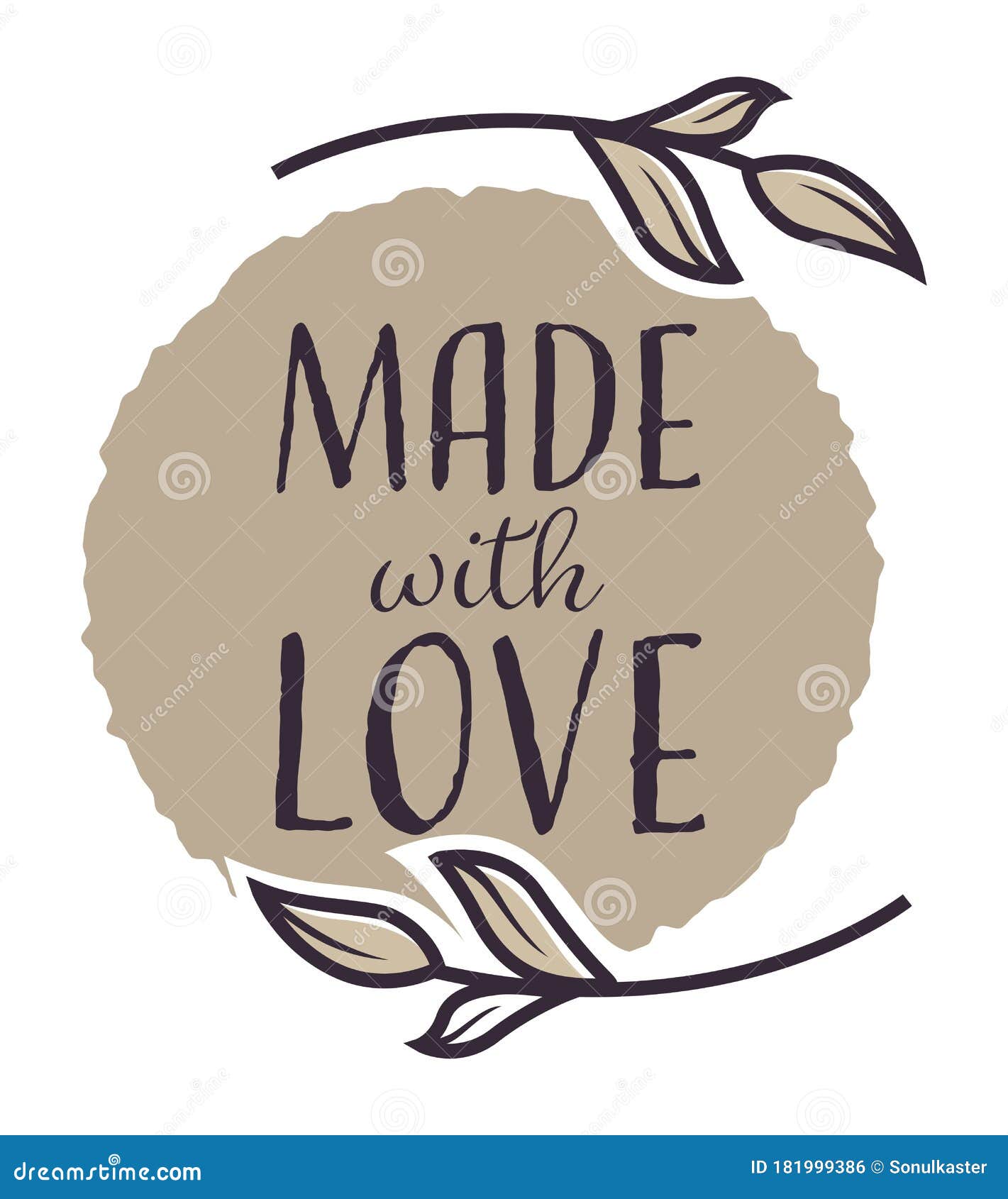 made with love, handmade production emblem or banner