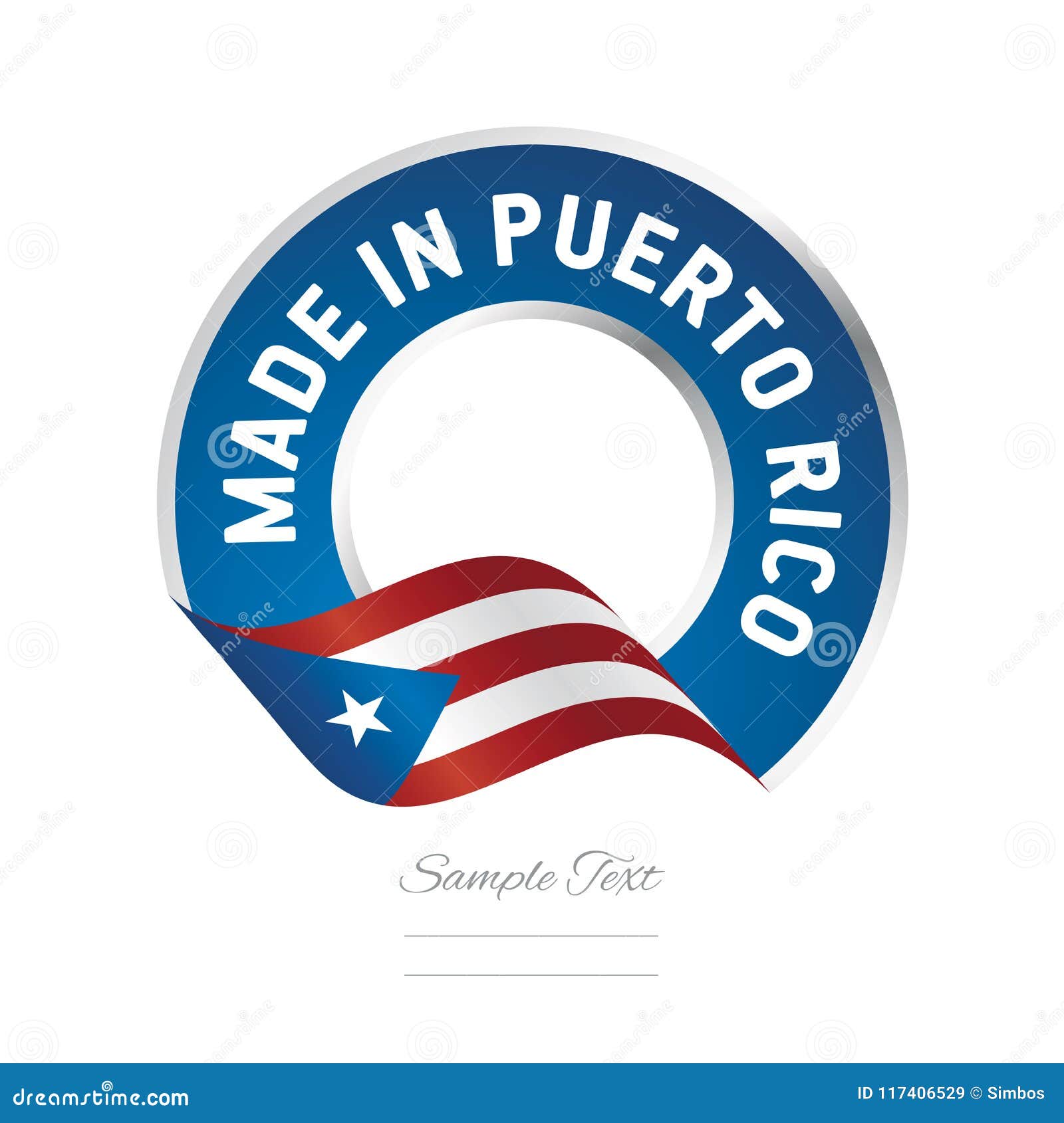 Made In Puerto Rico Flag Blue Color Label Logo Icon Stock Vector - Illustration of medal, design ...