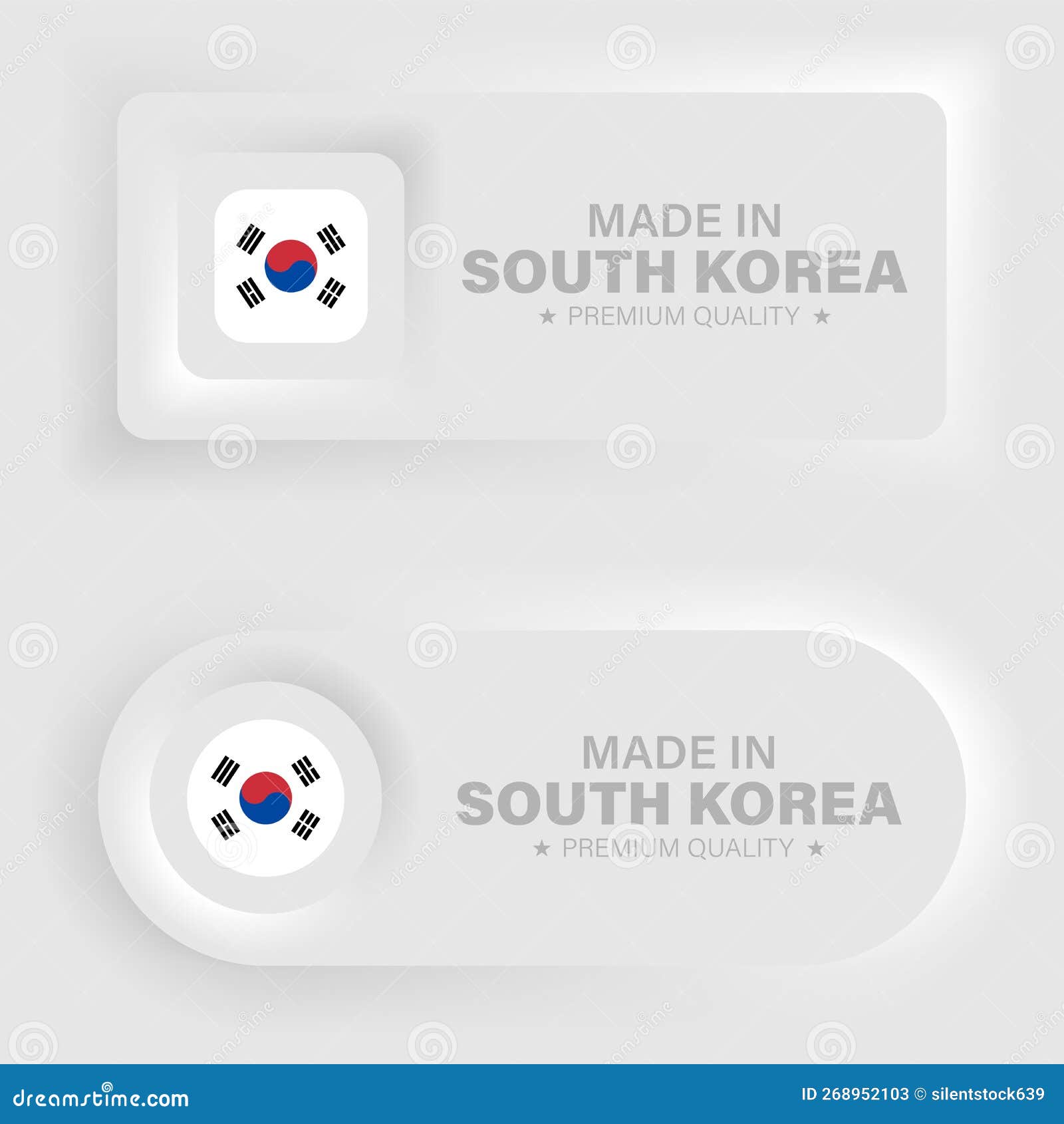 made in southkorea neumorphic graphic and label