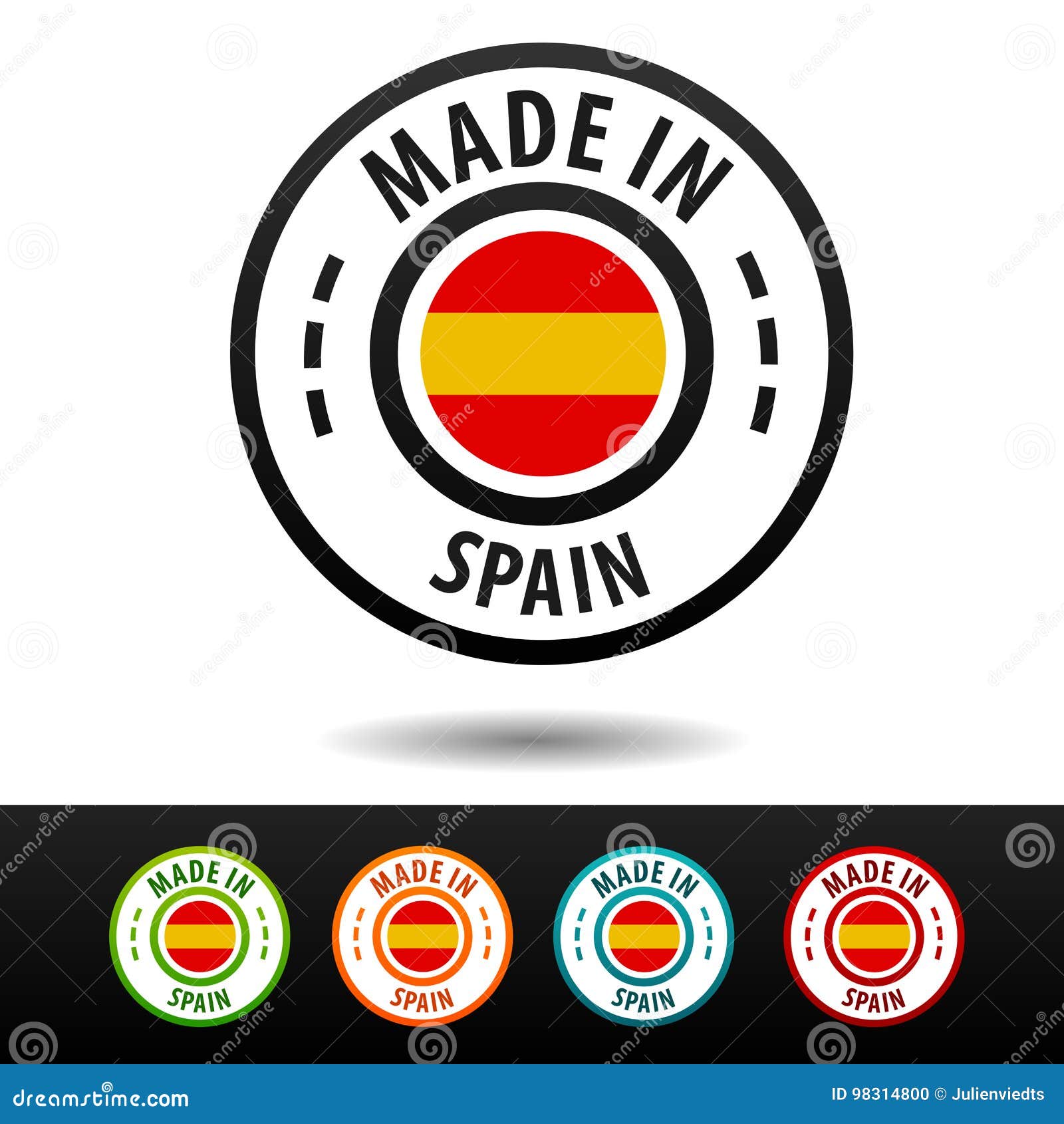 Made In Spain Badges With Spanish Flag Stock Vector Illustration Of Button Guarantee 98314800