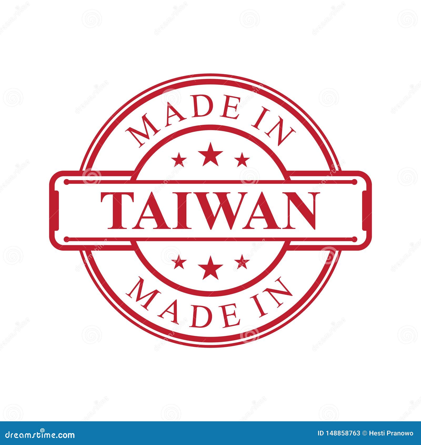 Made in Taiwan Label Icon with Red Color Emblem on the White Background Stock Vector