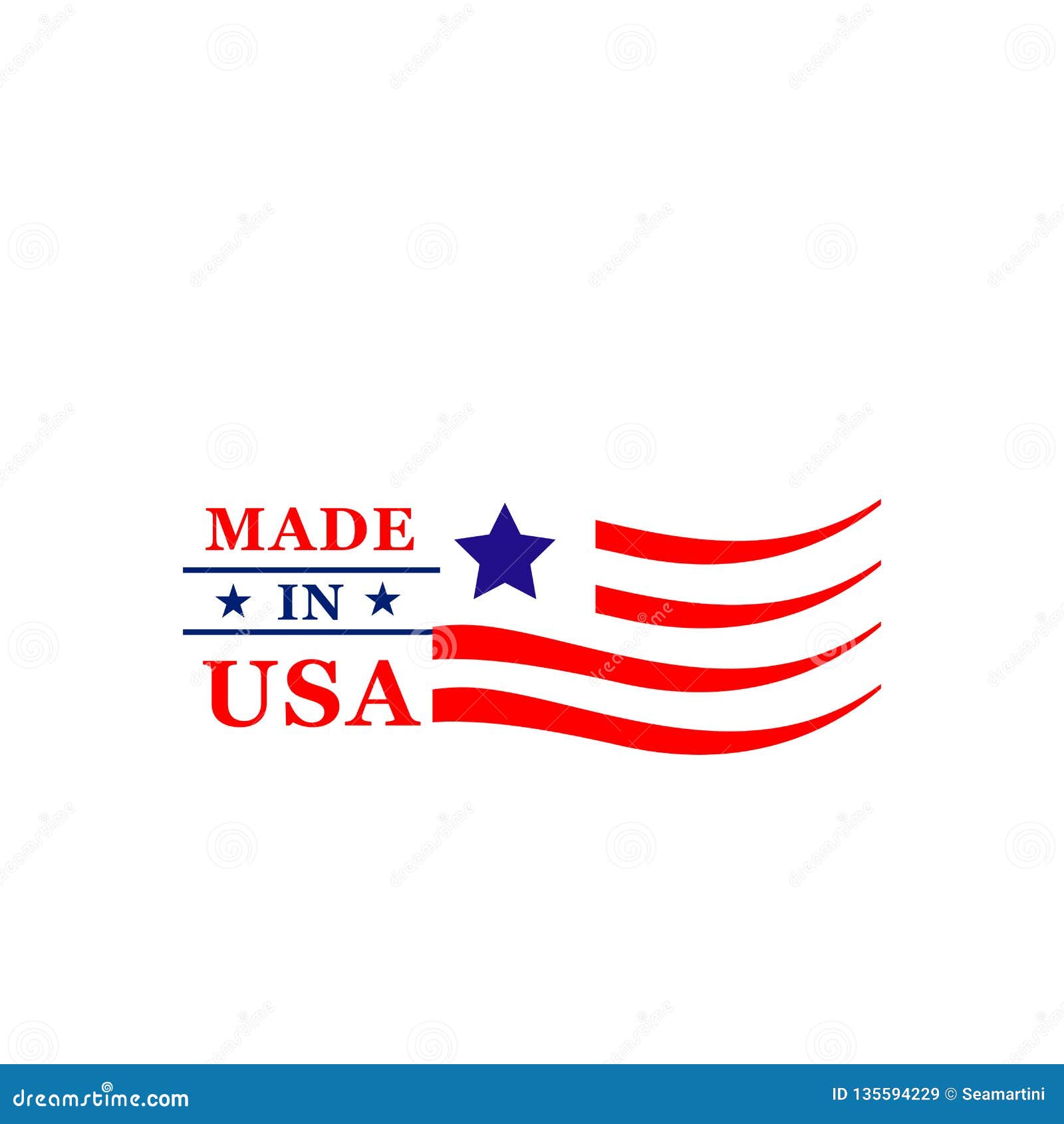 Made In Usa American Quality Flag Vector Icon Stock Vector