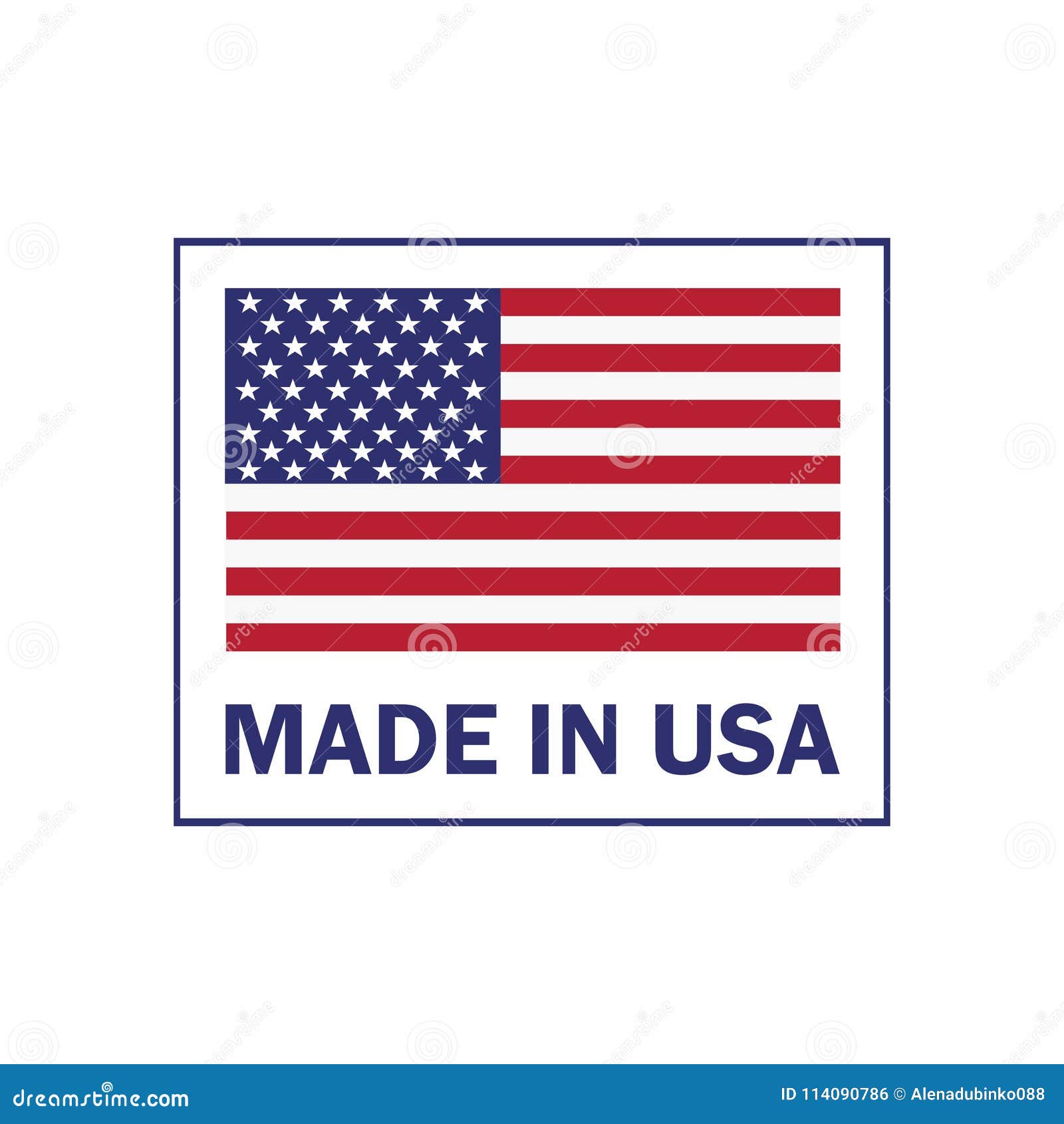 made in the usa label with american flag. american patriotic icon